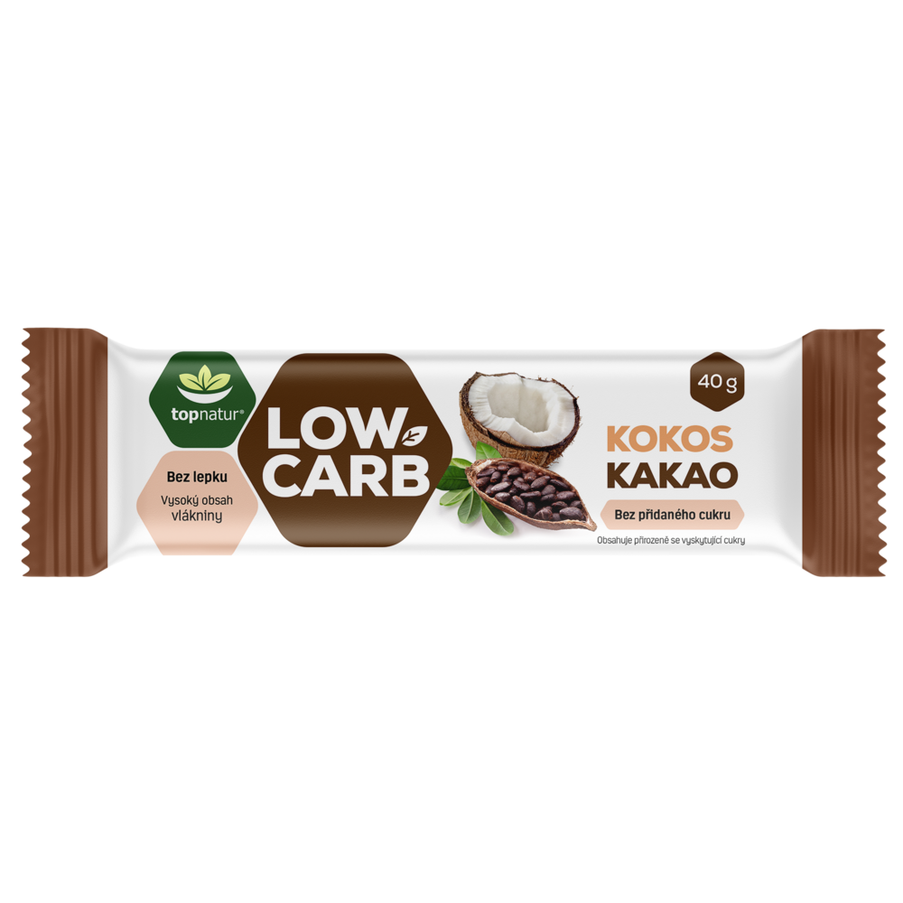 Topnatur Low carb Tyčinka kokos a kakao 40 g Obrázek