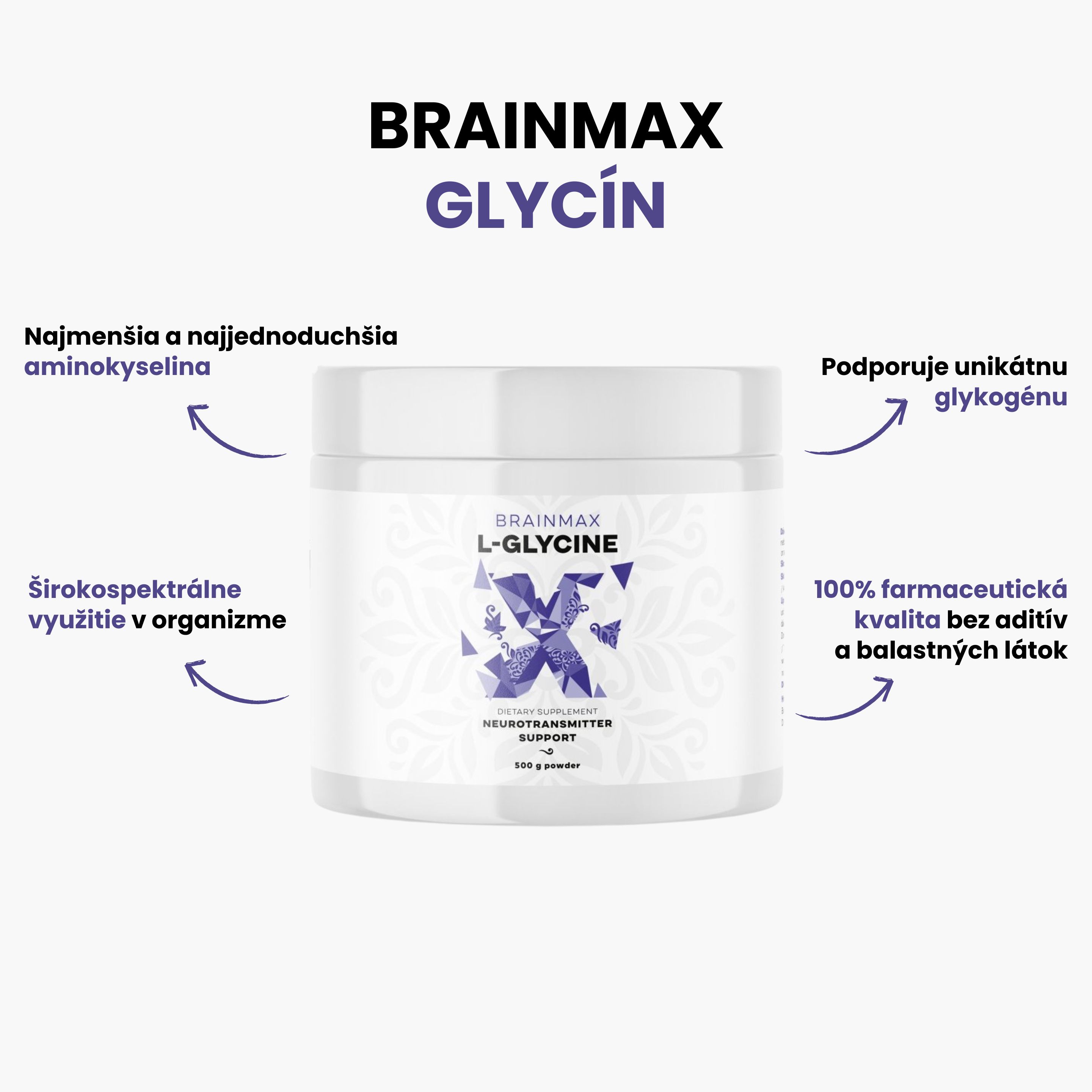 BrainMax Glycine, L-Glycin, 500 g Obrázek