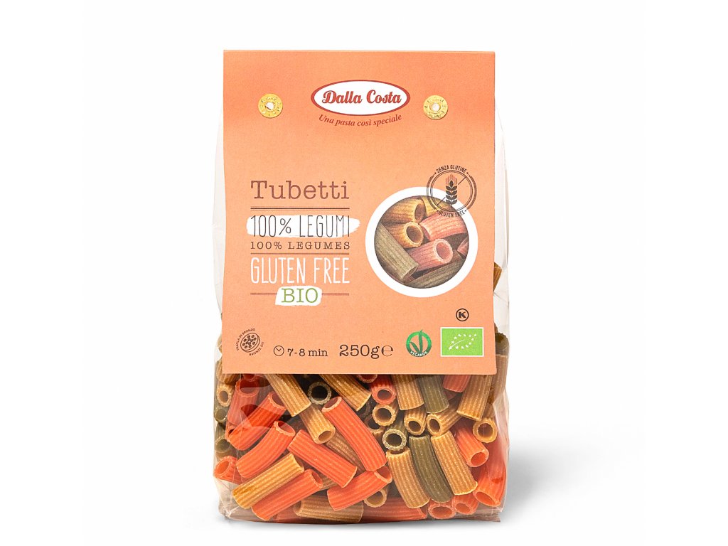Dalla Costa BIO Tubetti 3 lusky (cizrna, červená čočka, zelený hrášek) 250 g