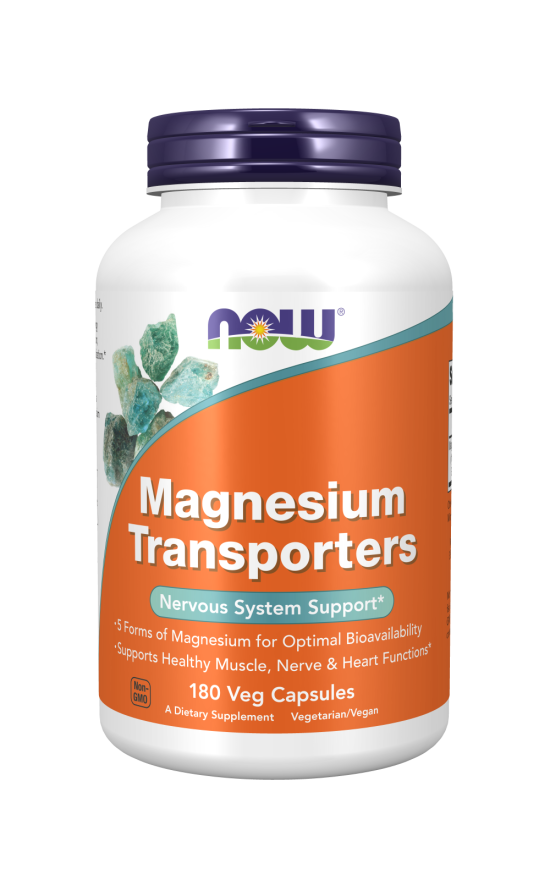 NOW® Foods NOW Magnesium Transporters, 180 rastlinných kapsúl