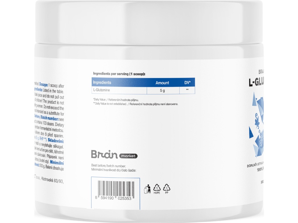 BrainMax L-Glutamine, L-Glutamin 500 g Obrázek