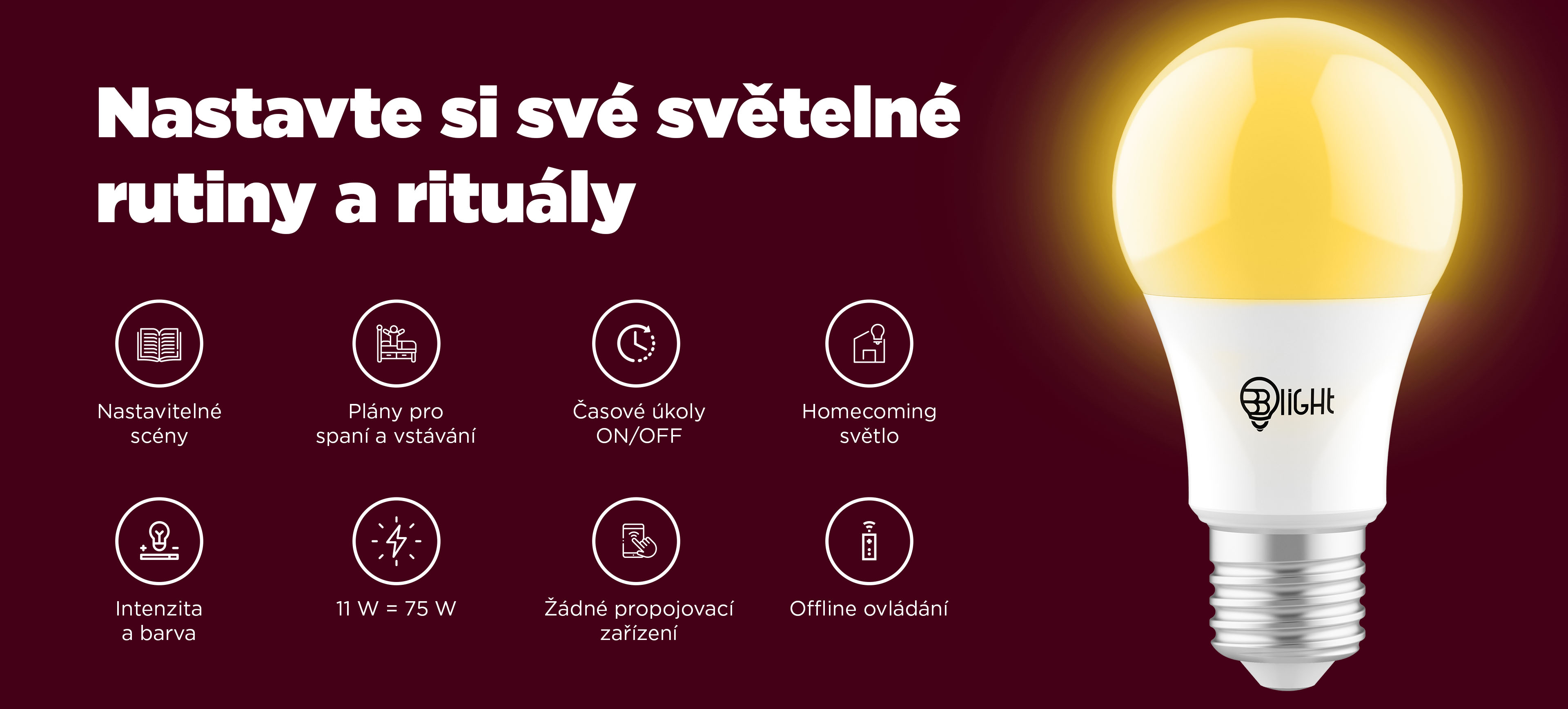 Chytrá žárovka Blight LED, závit E14, 5,5 W, WiFi, APP, stmívatelná, barevná Obrázek