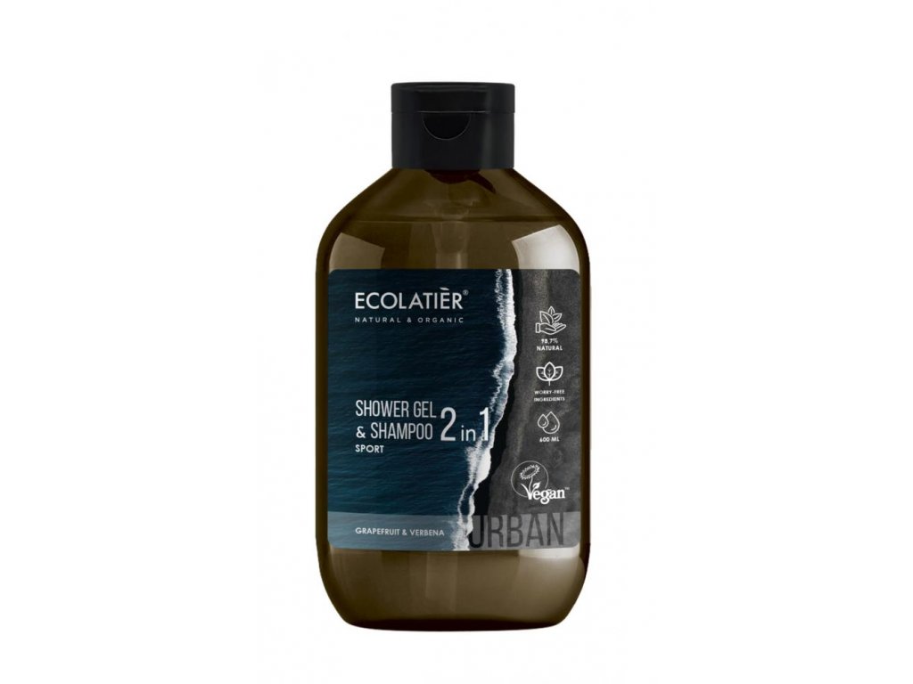 E-shop Ecolatiér Urban - Pánský sprchový gel a šampon 2v1, grep a verbena, 600 ml