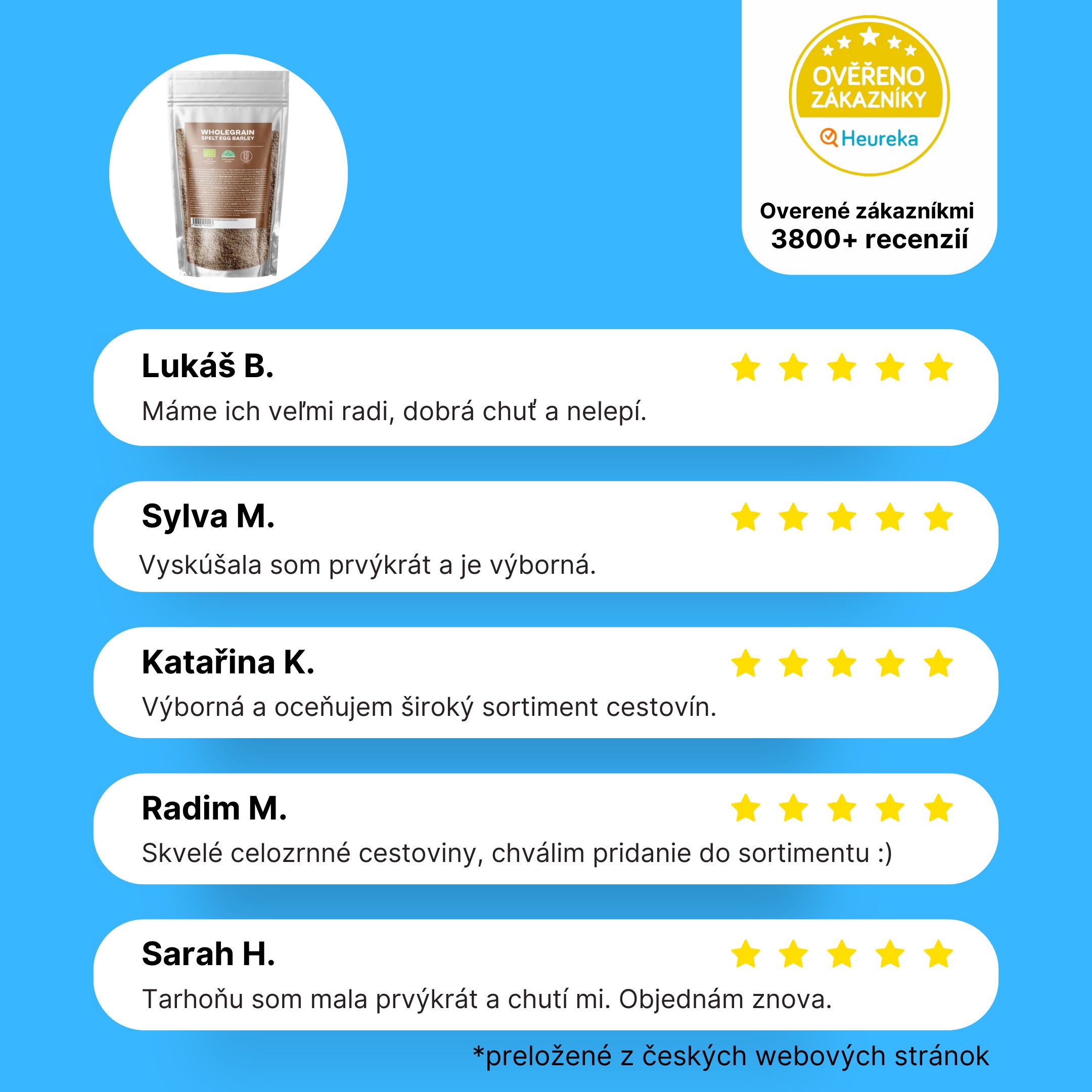 BrainMax Pure Špaldové celozrnné těstoviny, tarhoňa, BIO, 250 g Obrázek