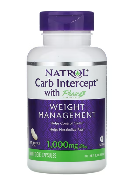 E-shop Natrol Carb Intercept with Phase 2 Weight Management (podpora redukce tělesného tuku) 500 mg, 60 rostlinných kapslí