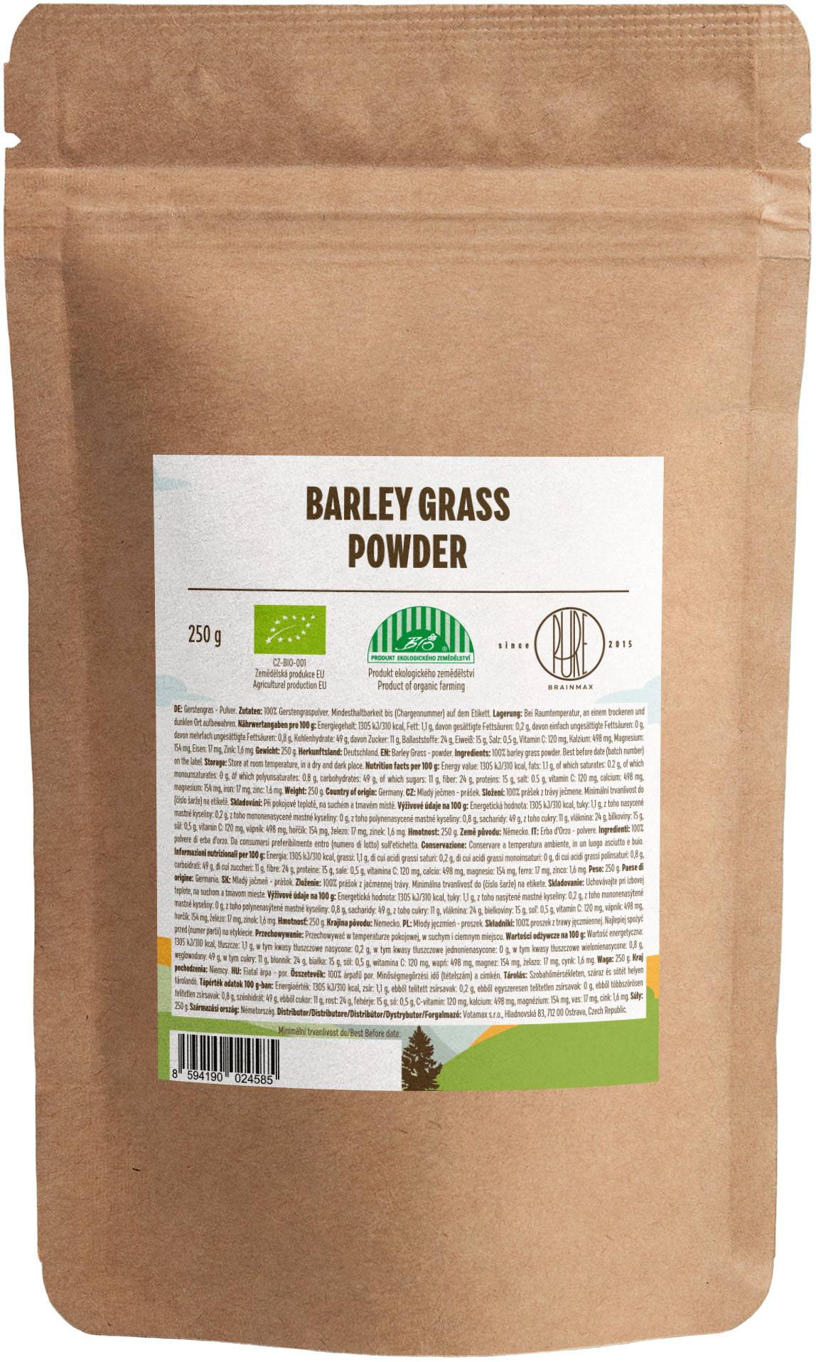 BrainMax Pure Mladý ječmen BIO, 250 g Obrázek