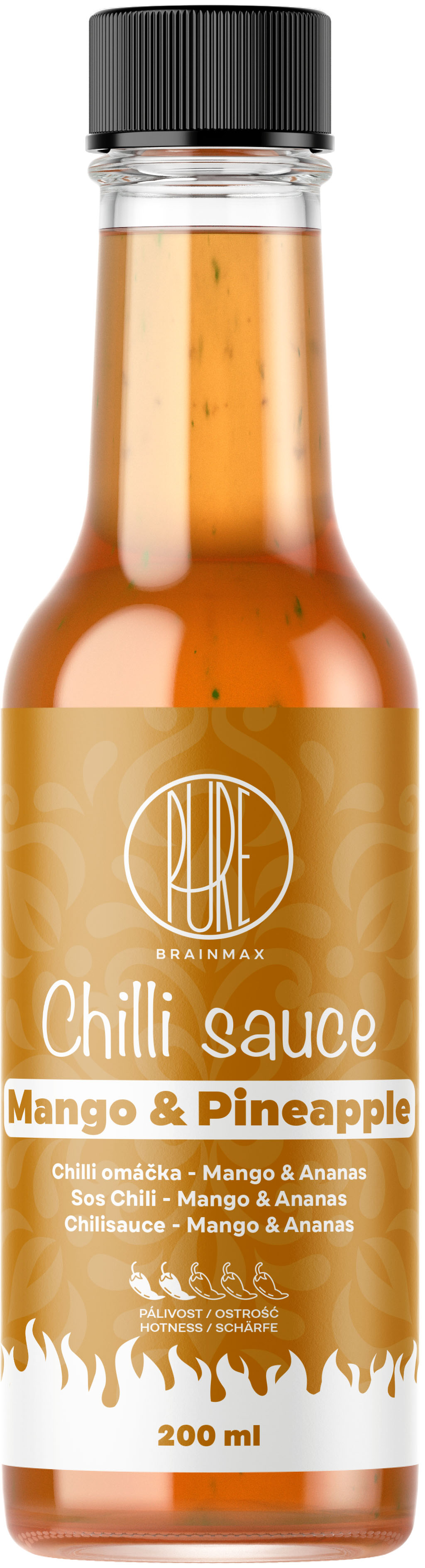BrainMax Pure Chilli sauce, Mango & Ananas (chilli omáčka, mango a ananas), 200 ml Obrázek