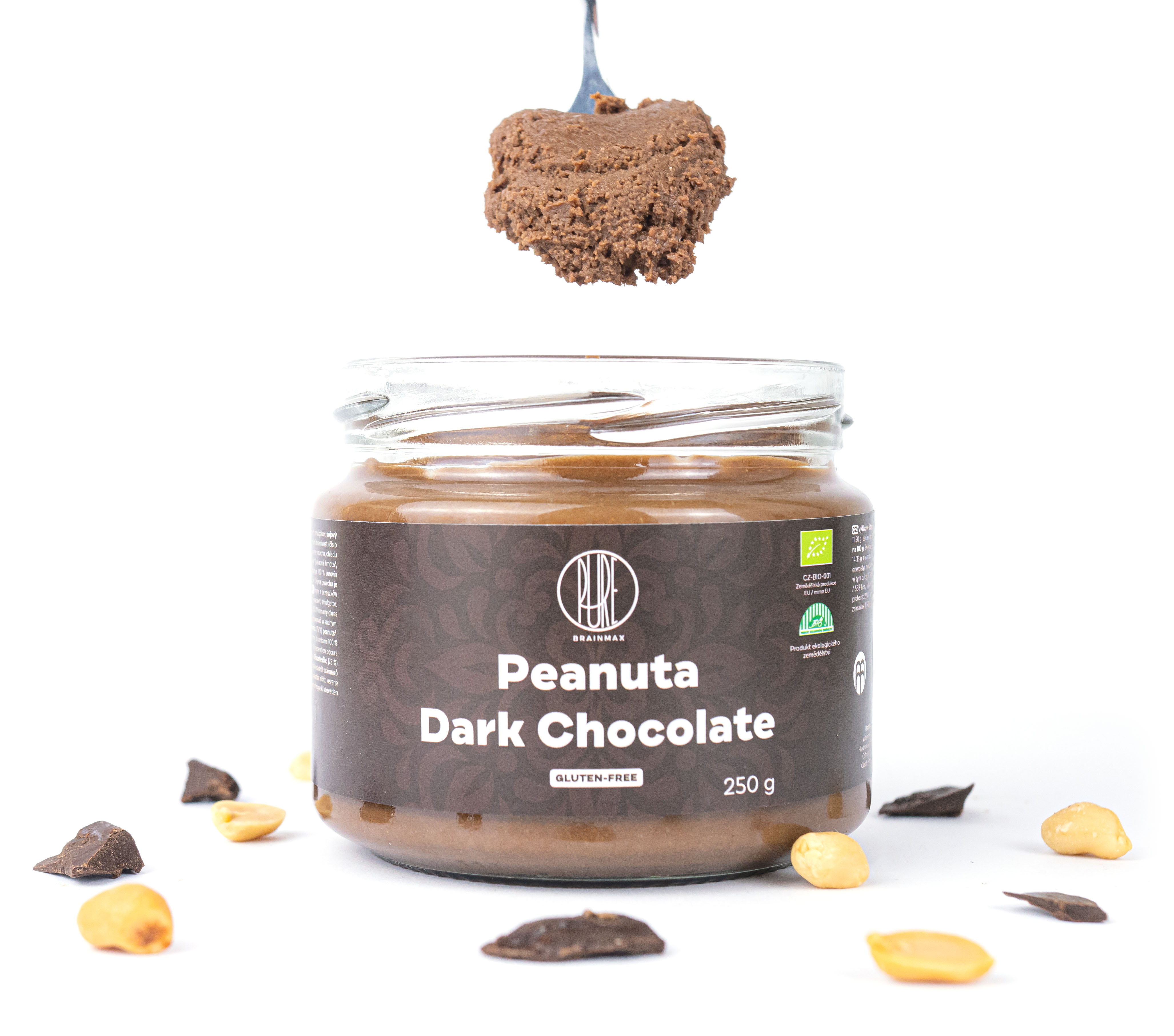 BrainMax Pure Peanuta, Arašídový krém s hořkou čokoládou, BIO, 250 g Obrázek