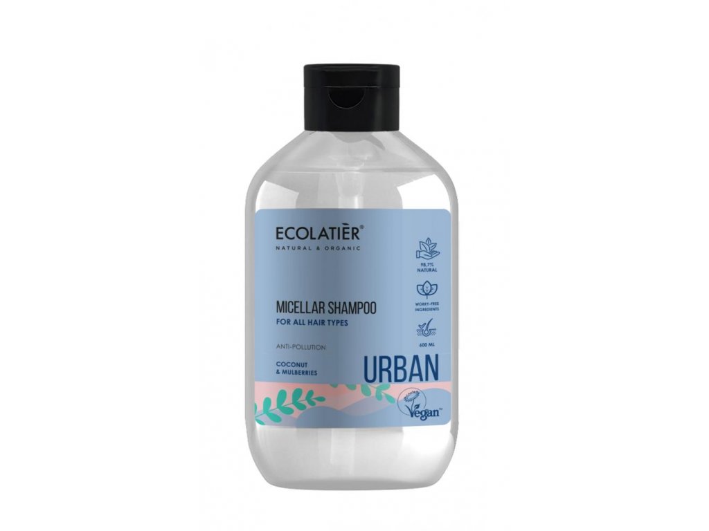 E-shop Ecolatiér Urban - Micelární šampon pro všechny typy vlasů, kokos a moruše, 600 ml