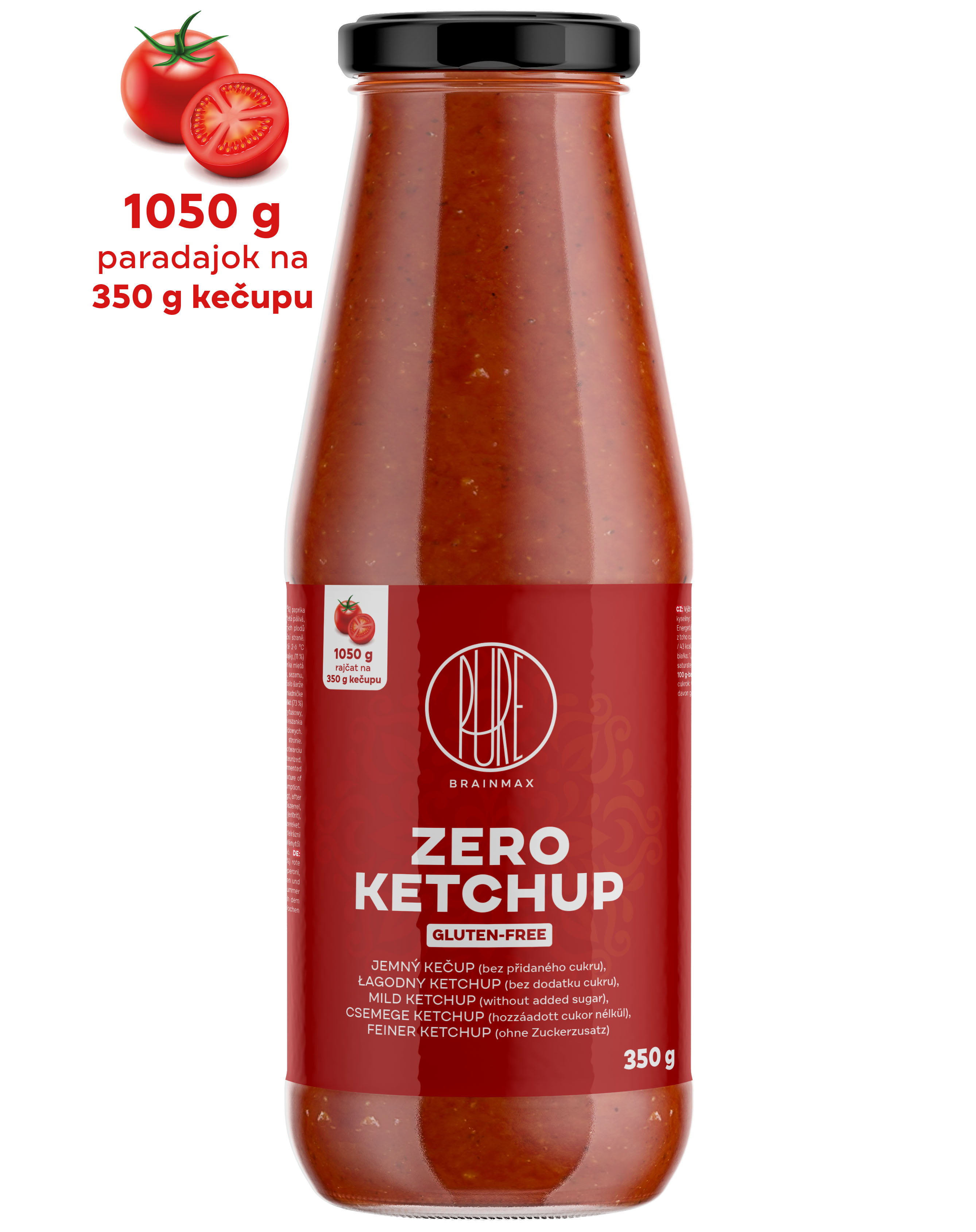 BrainMax Pure Ketchup - ZERO (sladký kečup s erythritolem), 350 g Obrázek