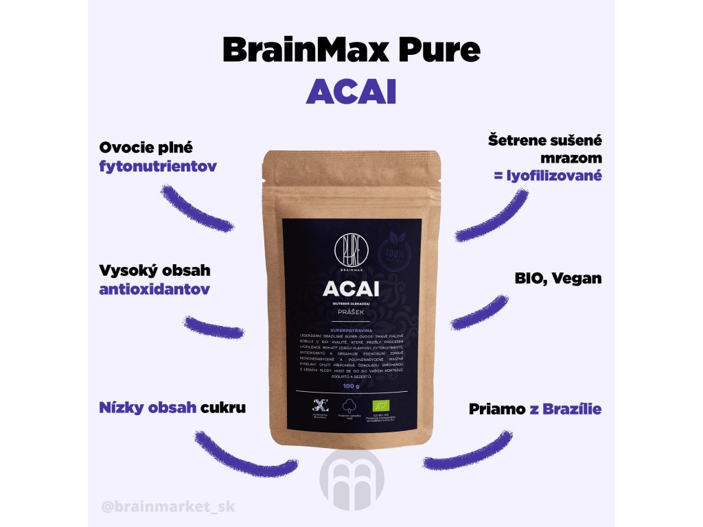 BrainMax Pure Acai BIO prášek - sampler 10 g Obrázek