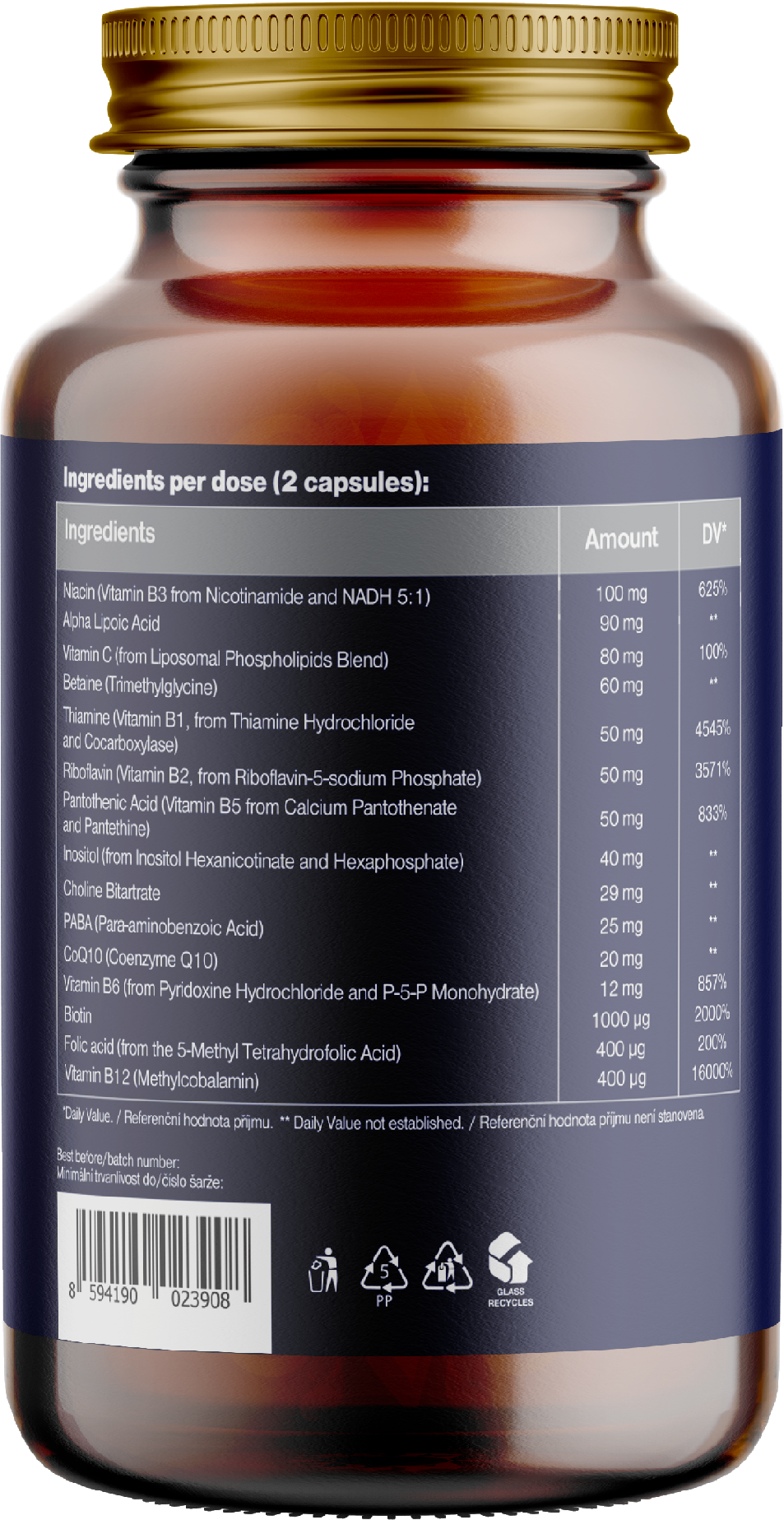 BrainMax Activated B-Complex, Aktivovaný B Komplex, 90 rostlinných kapslí Obrázek