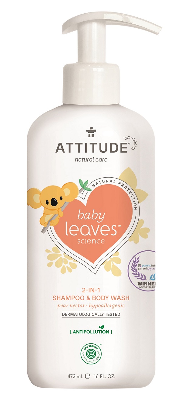 Attitude - Dětské tělové mýdlo a šampon 2v1 - Baby leaves s vůní hruškové šťávy, 473ml Obrázek