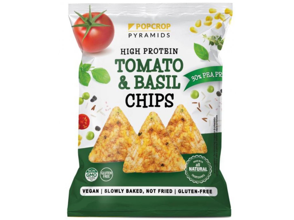 E-shop Popcrop - Proteinové chipsy s rajčatovo-bazalkovou příchutí, 60 g