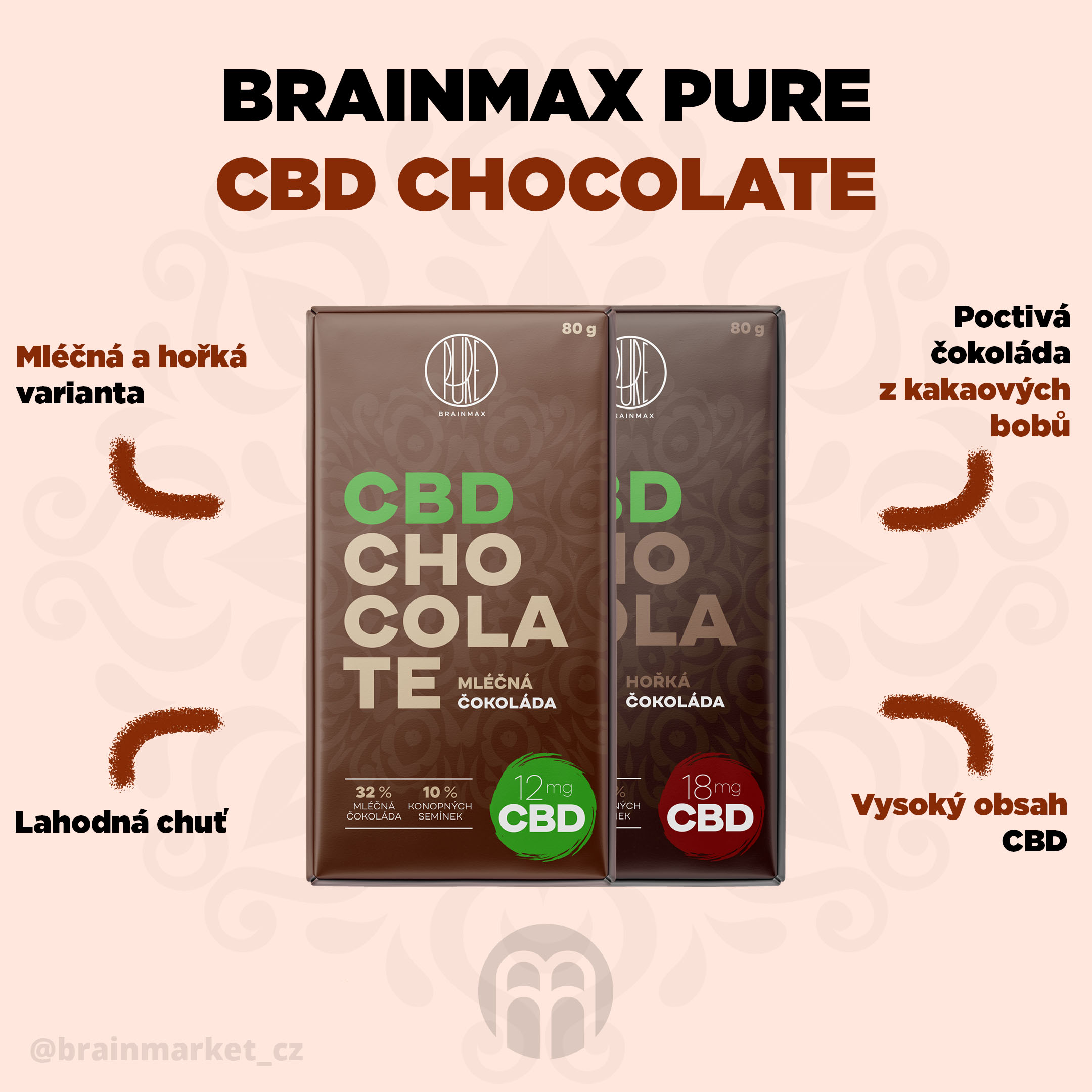 BrainMax Pure CéBéDé čokoláda, mléčná, 80 g Obrázek