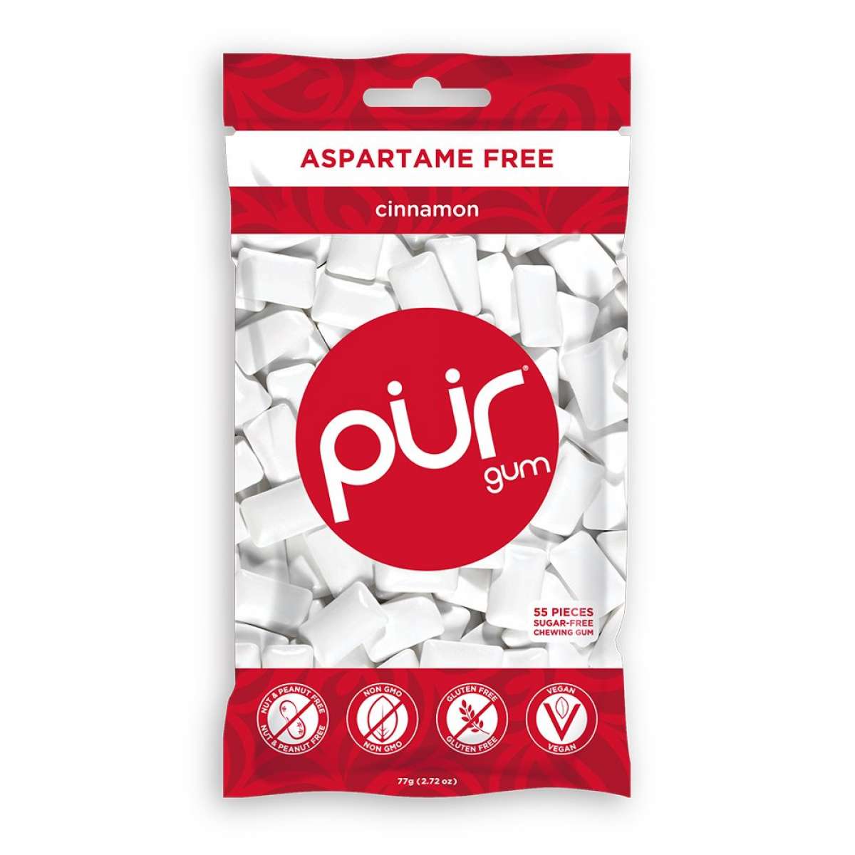 E-shop PÜR přírodní žvýkačky bez Aspartamu, Skořice, 55ks