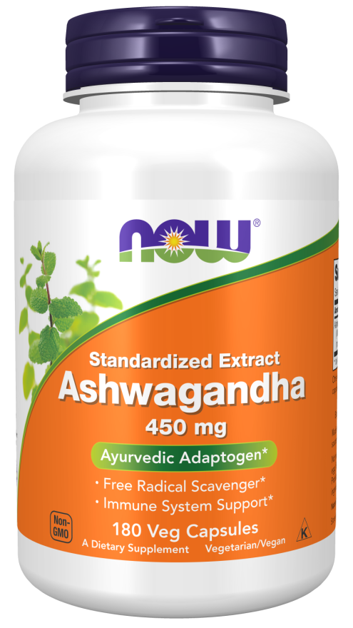 E-shop NOW® Foods NOW Ashwagandha (Vitánie snodárná) extrakt, 450 mg, 120 rostlinných kapslí