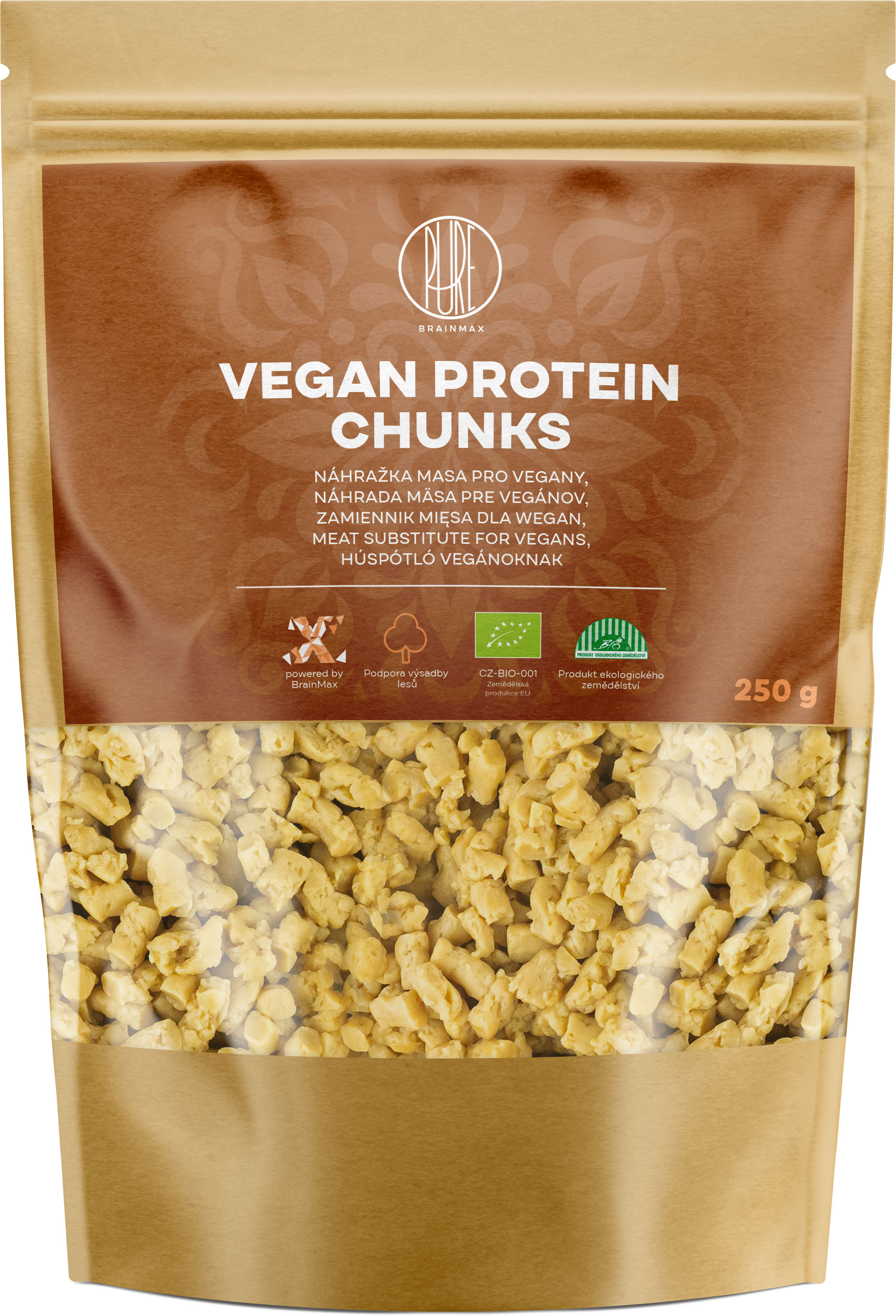 BrainMax Pure Vegan protein nudličky, náhražka masa pro vegany, BIO, 250 g