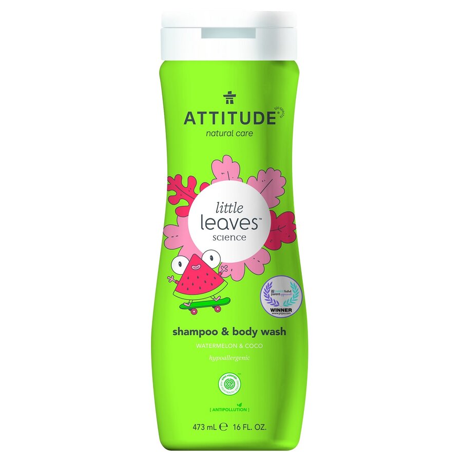 E-shop Attitude - Dětské tělové mýdlo a šampon (2 v 1), Little leaves s vůní melounu a kokosu, 473 ml