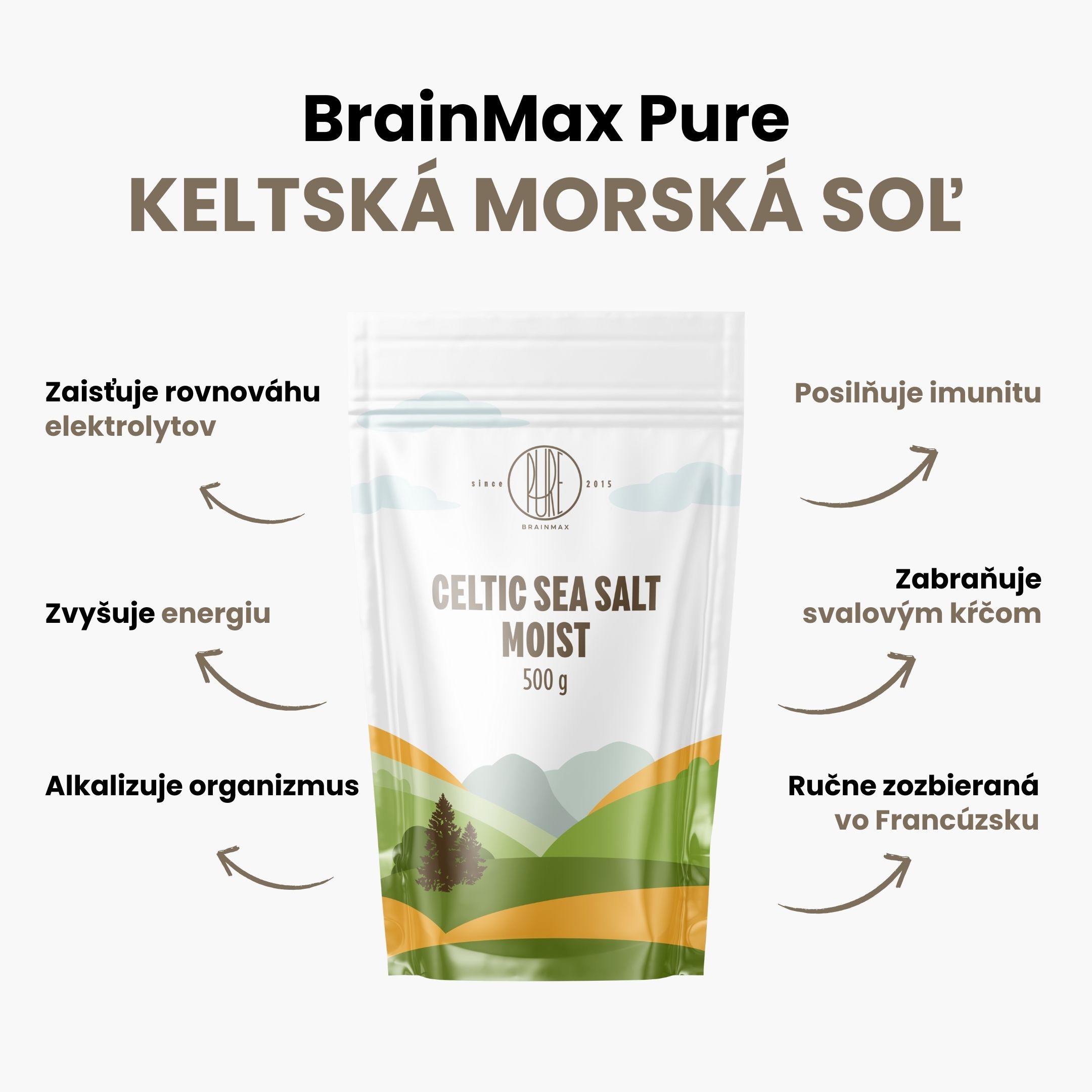 BrainMax Pure Keltská mořská sůl, vlhká, 500 g Obrázek