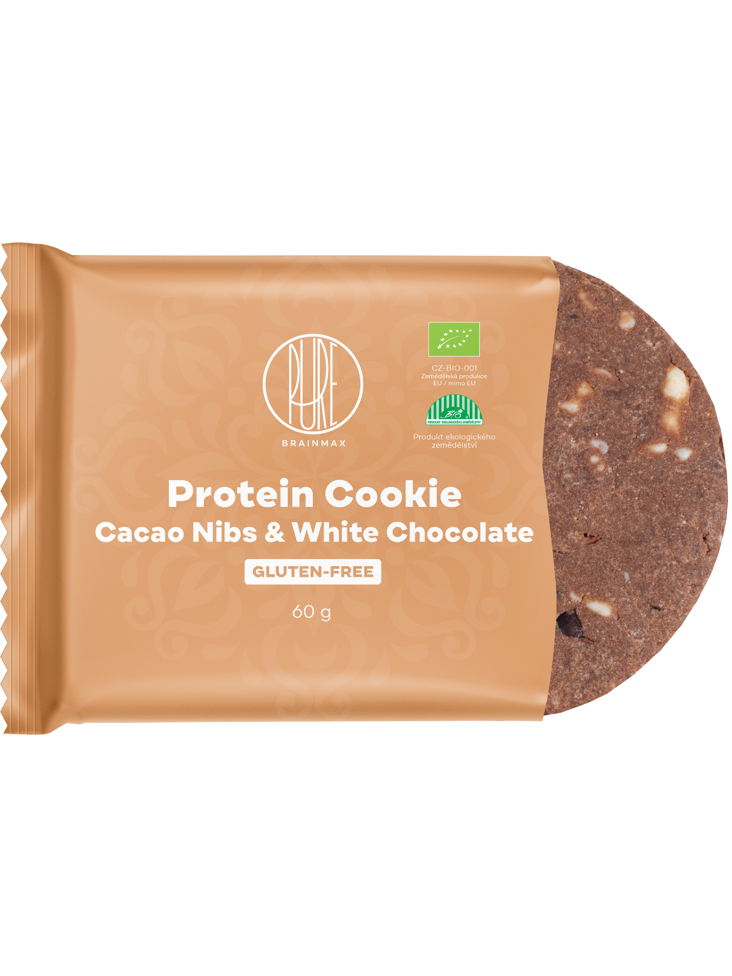 BrainMax Pure Protein Cookie, Kakaové bôby & Biela čokoláda, BIO, 60 g