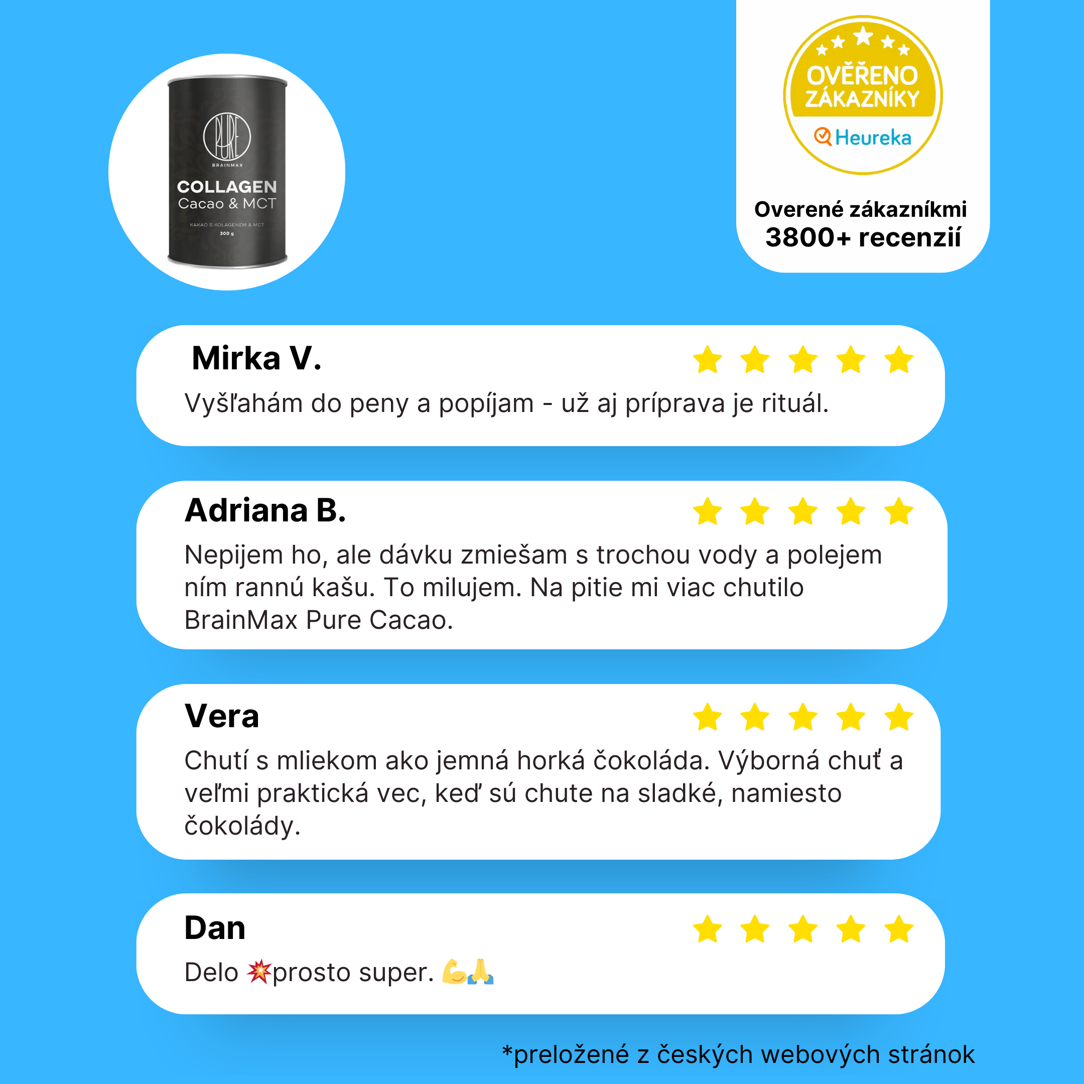BrainMax Pure Kolagen Kakao & MCT, 300 g Obrázek