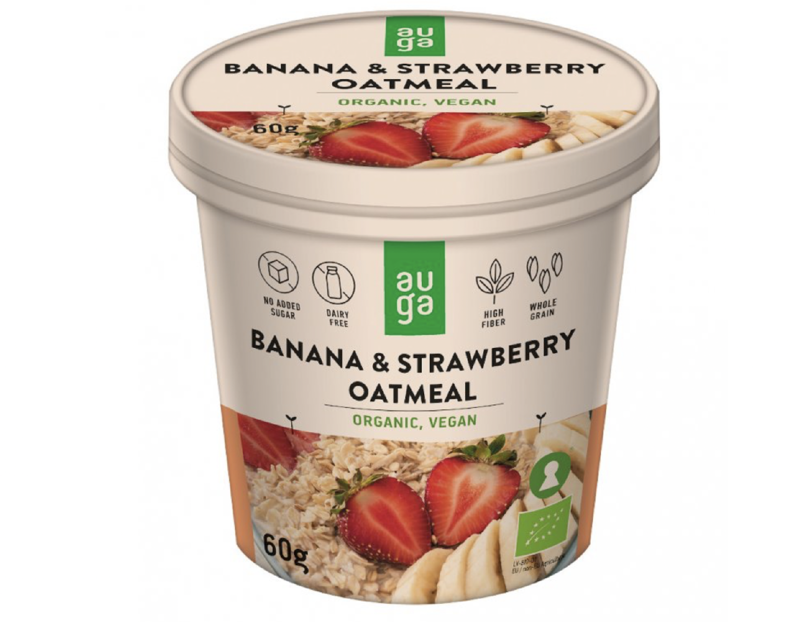 Auga Celozrnná ovesná kaše Banán a jahoda BIO 60 g