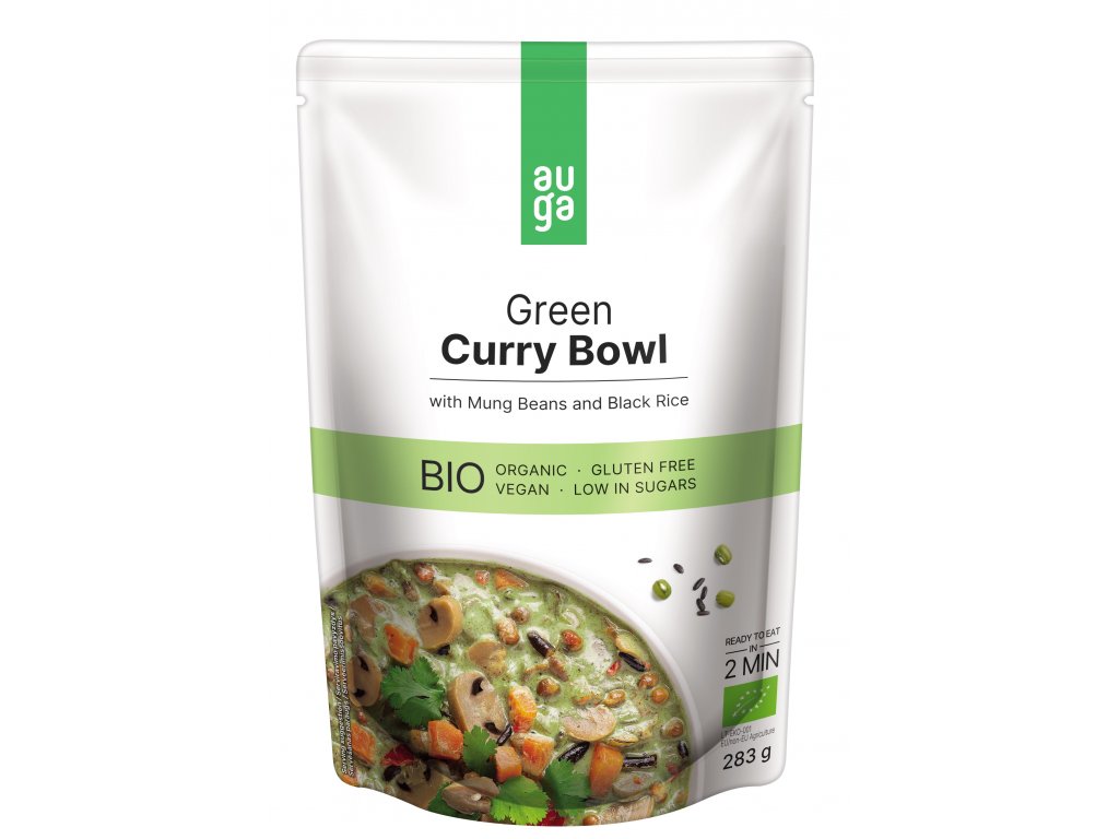 Auga Green curry bowl – se zeleným kari kořením, fazolemi mungo a černou rýží BIO 283 g Obrázek