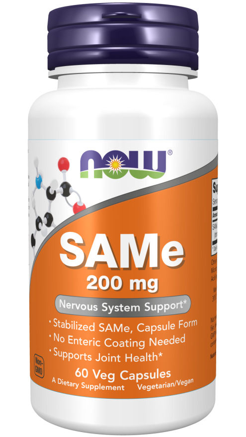 Now® Foods NOW SAMe (S-adenosylmethionin), 200 mg, 60 rostlinných kapslí Obrázek