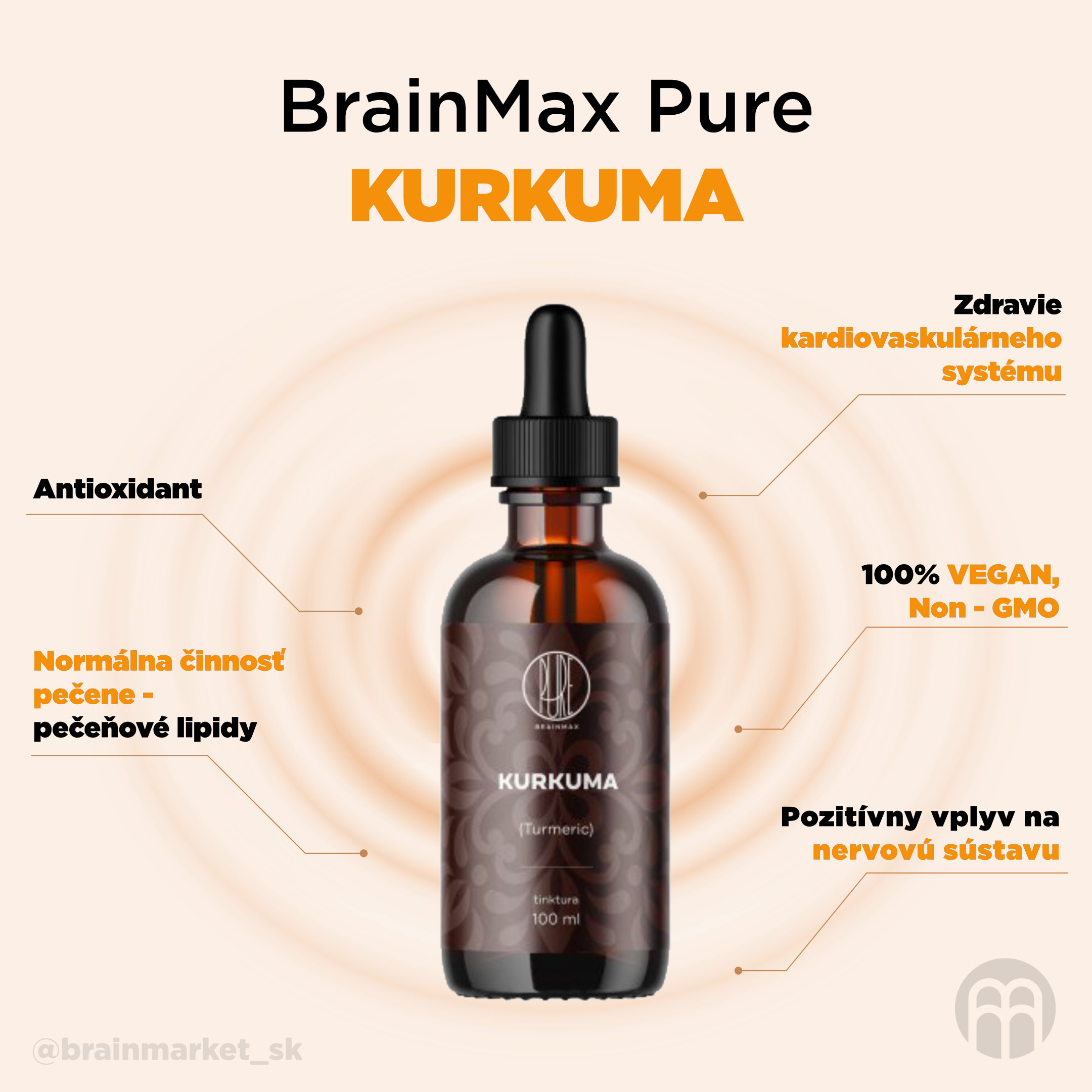 BrainMax Pure Kurkuma tinktura 1:3, 100 ml Obrázek