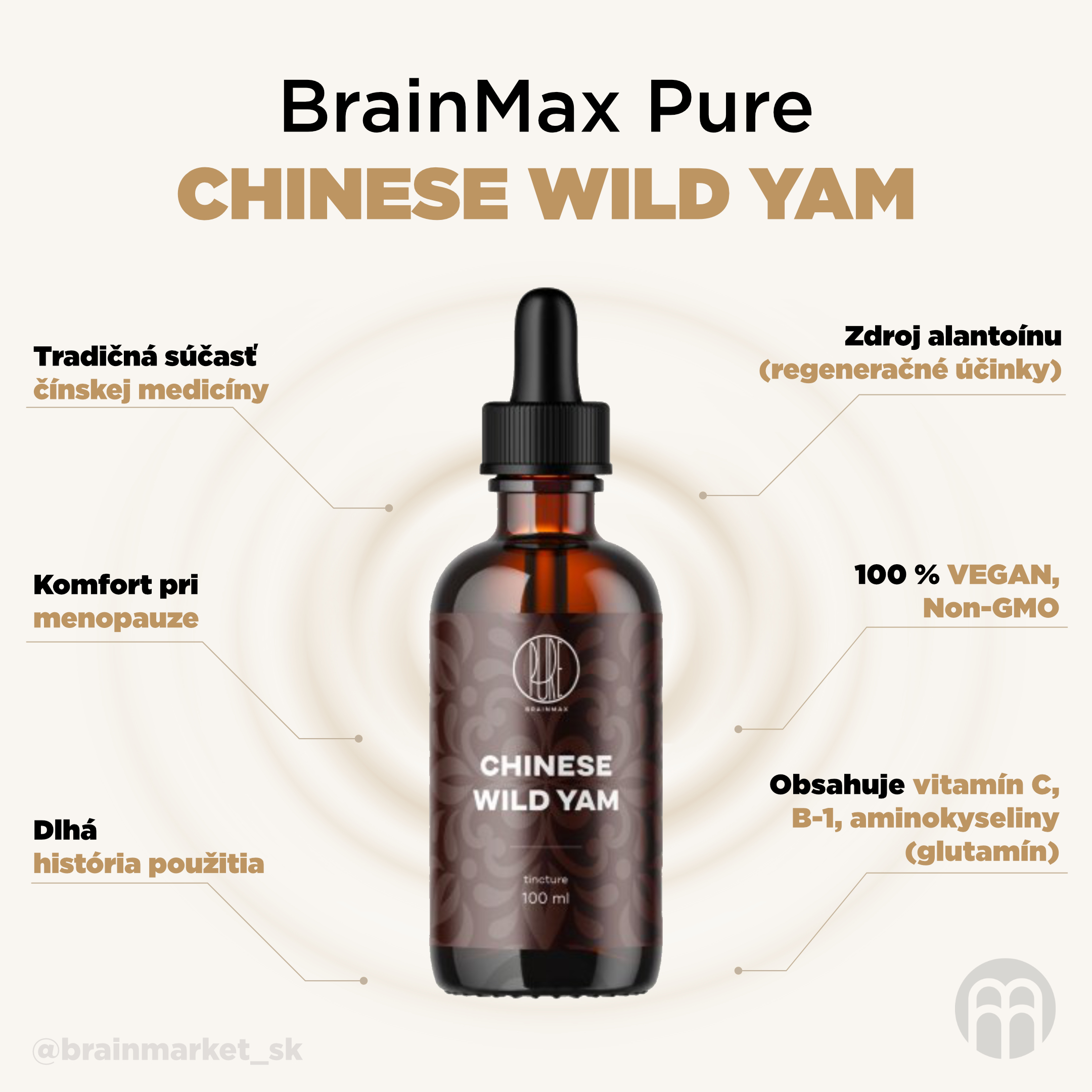 BrainMax Pure Chinese Wild yam tinktura 1:3, 100 ml Obrázek