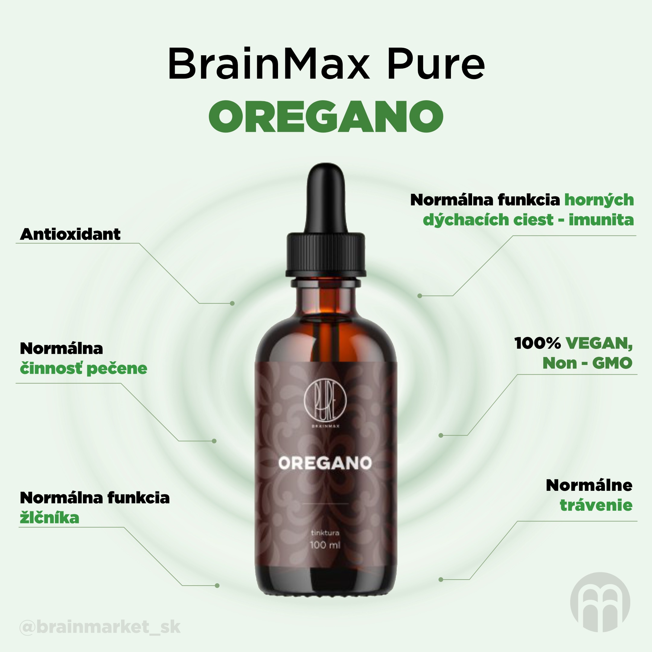 BrainMax Pure Oregano tinktura 1:5, 100 ml Obrázek