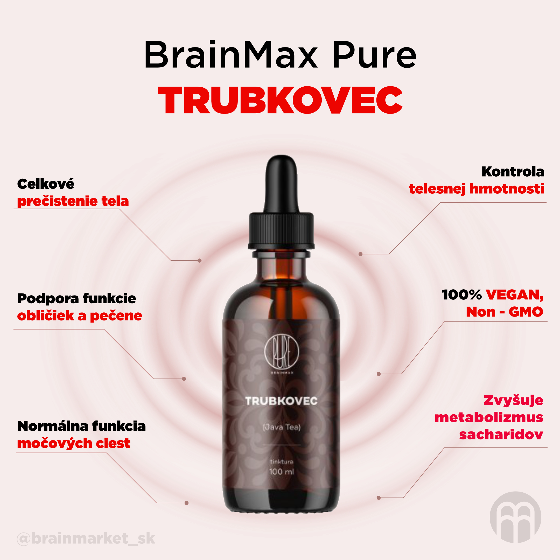 BrainMax Pure Trubkovec (Java tea) tinktura 1:5, 100 ml Obrázek