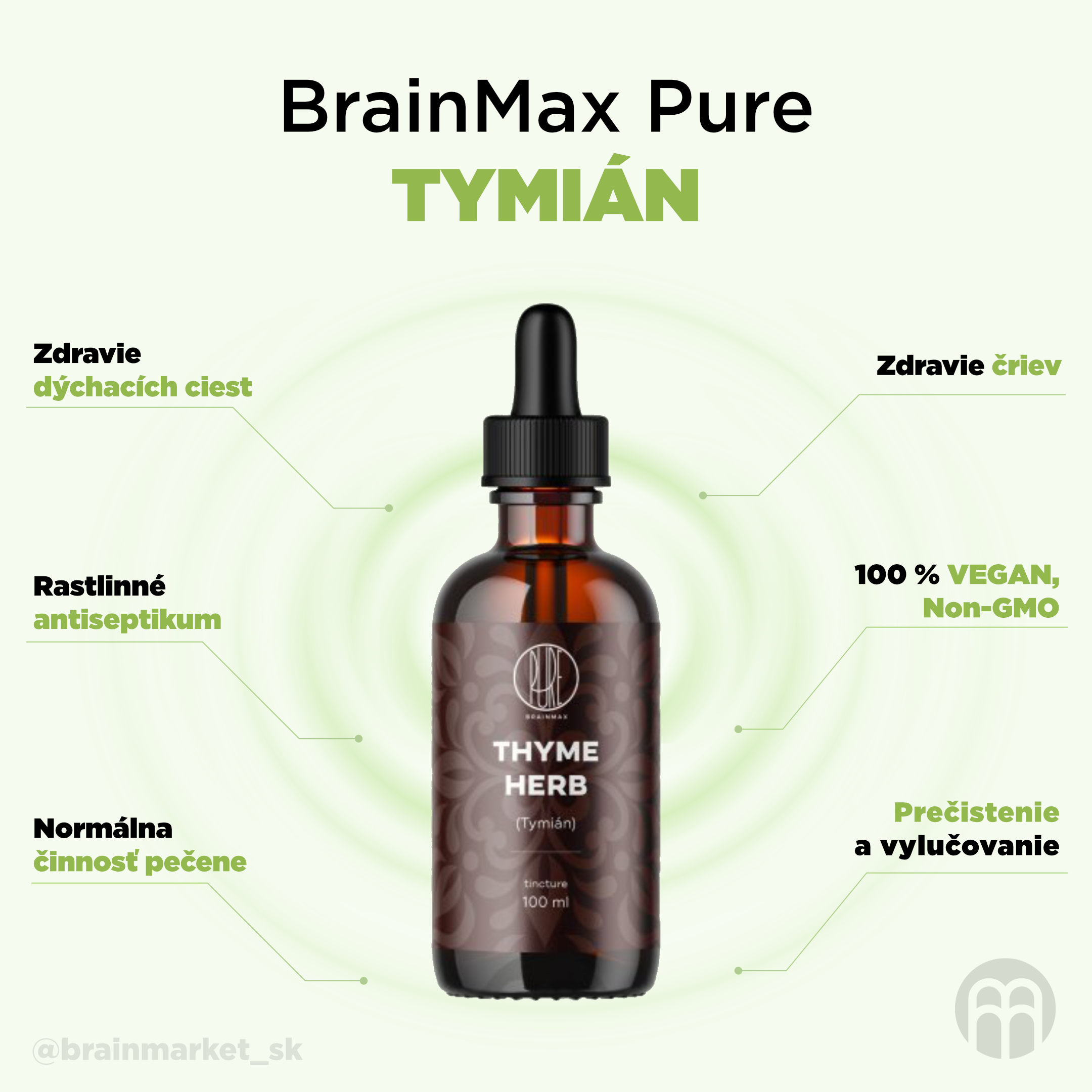 BrainMax Pure Tymián tinktura 1:3, 100 ml Obrázek