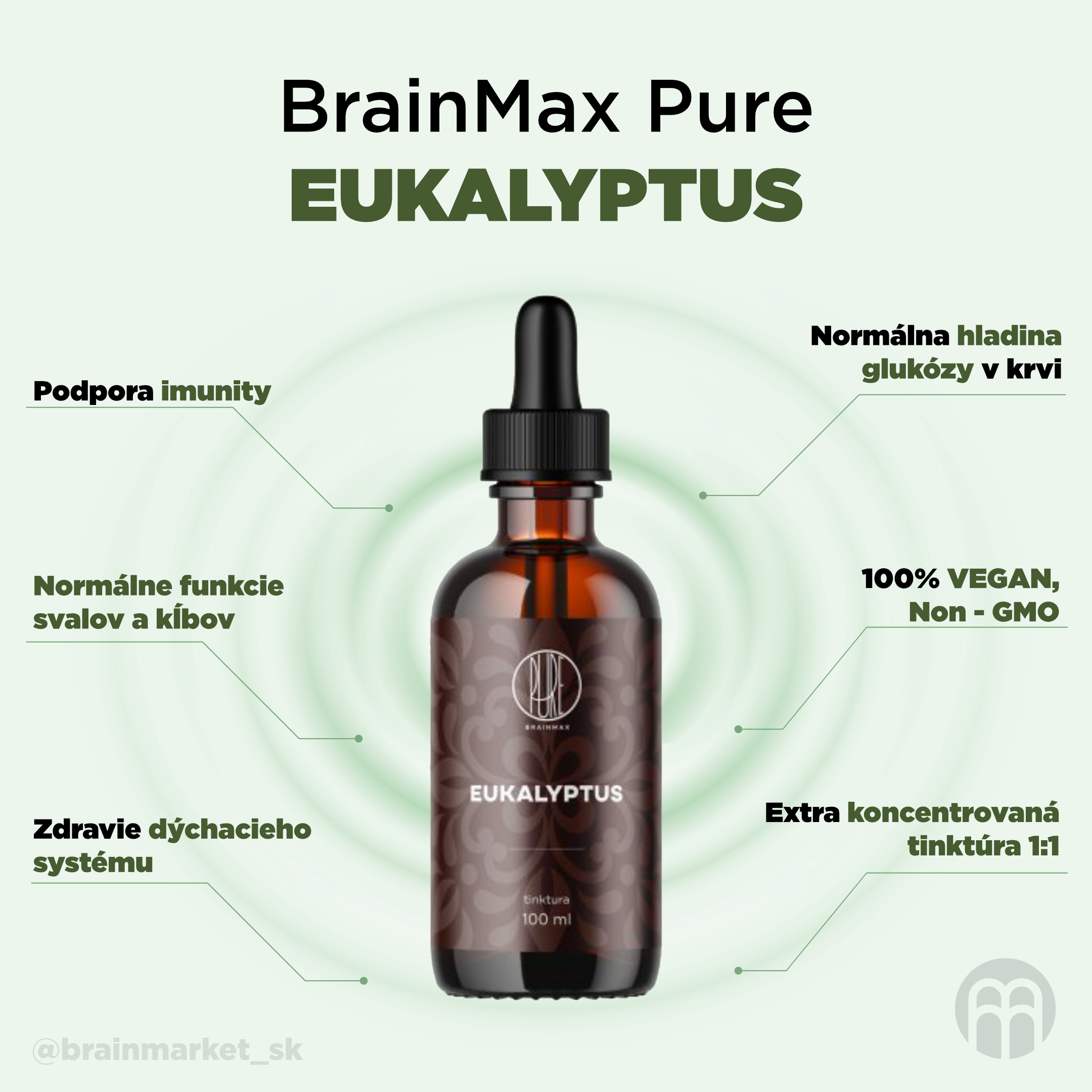 BrainMax Pure Eukalyptus tinktura 1:1, 100 ml Obrázek