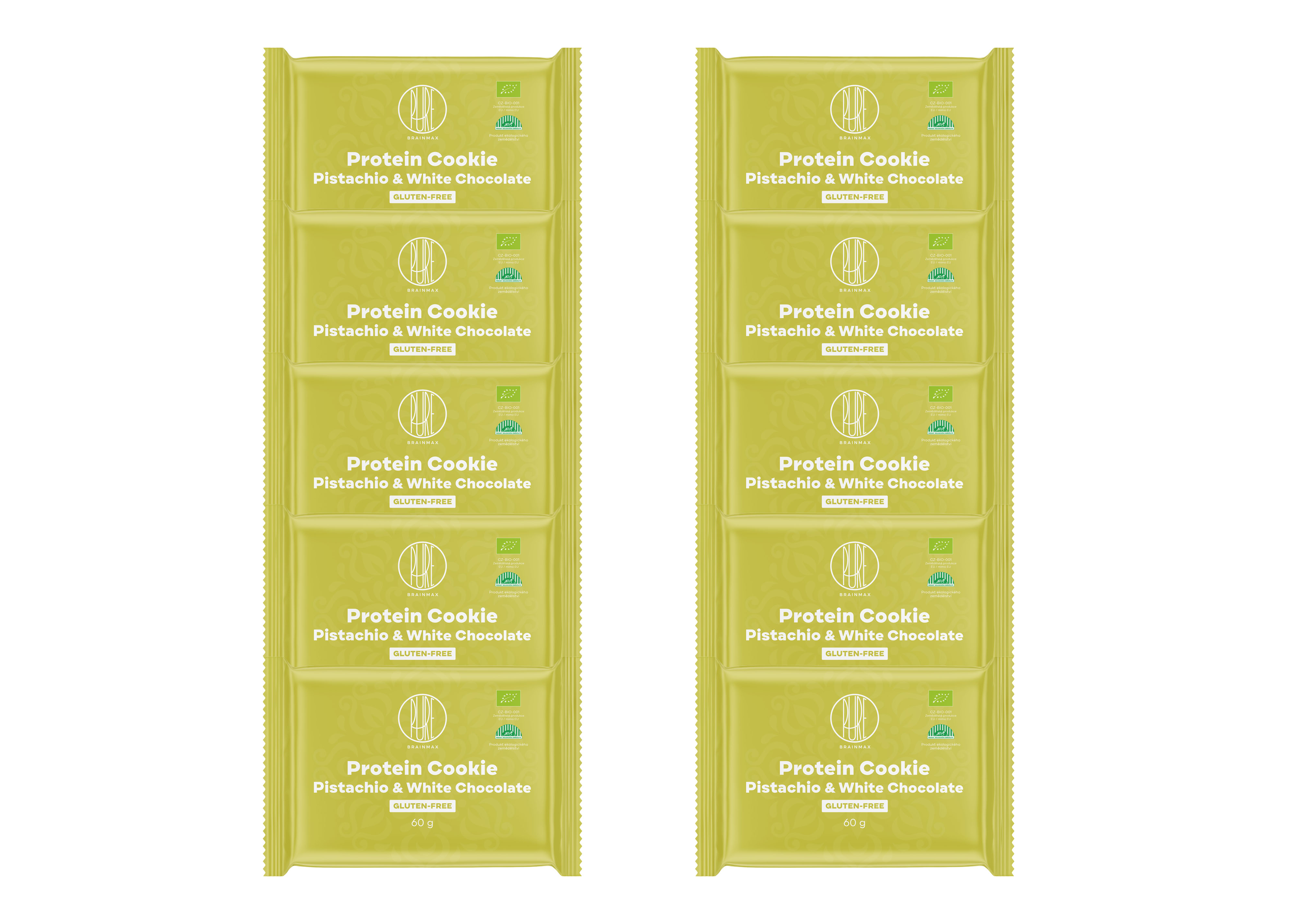 BrainMax Pure Protein Cookie - Pistácie & Bílá čokoláda, BIO, 60 g Obrázek