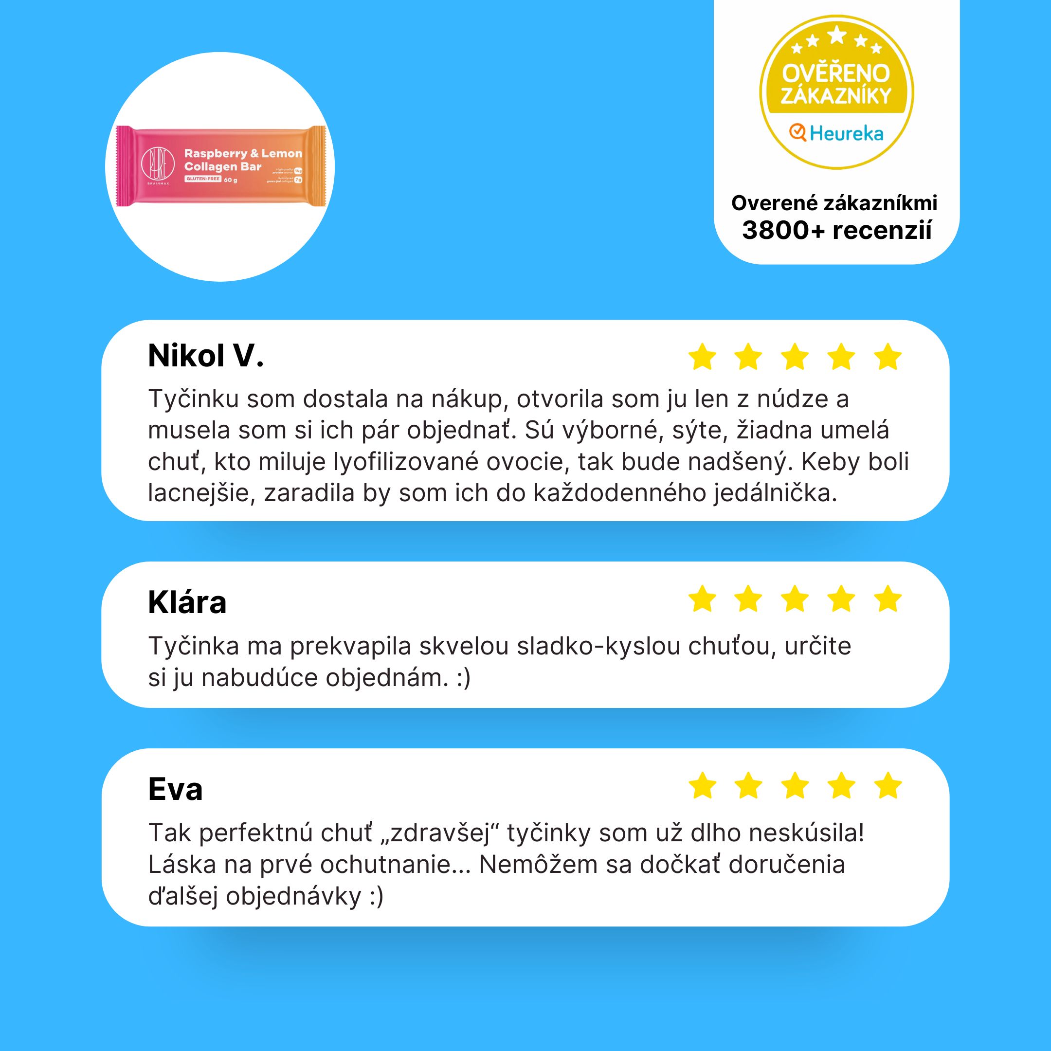 BrainMax Pure Collagen Bar, Raspberry & Lemon, kolagenová tyčinka malina & citron, 60 g Obrázek
