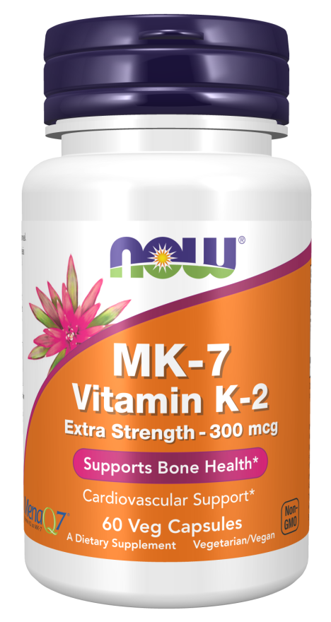 Now® Foods NOW MK-7 Vitamin K2, 300 mcg, Extra silný, 60 rostlinných kapslí Obrázek