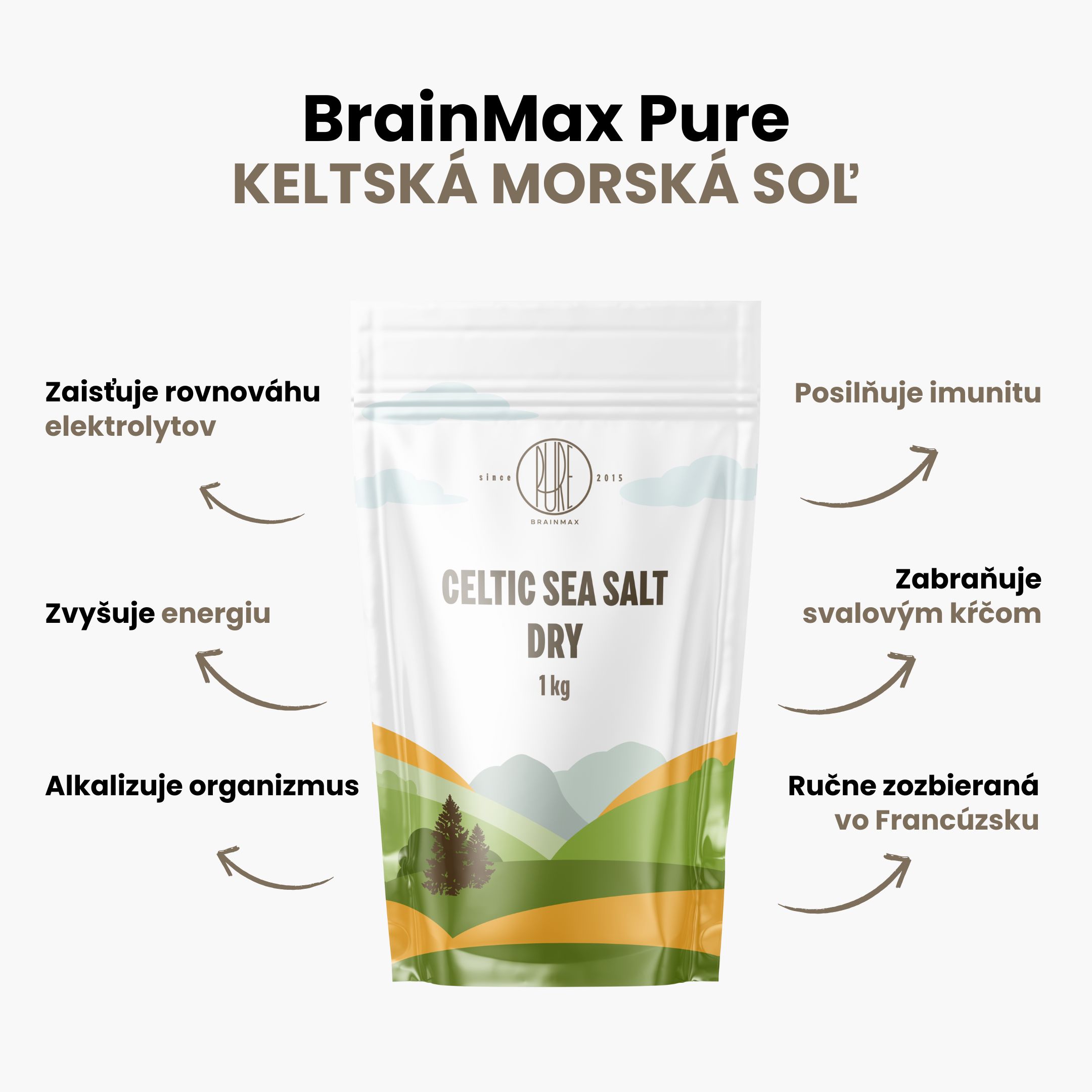 BrainMax Pure Keltská mořská sůl, suchá, 1000 g Obrázek