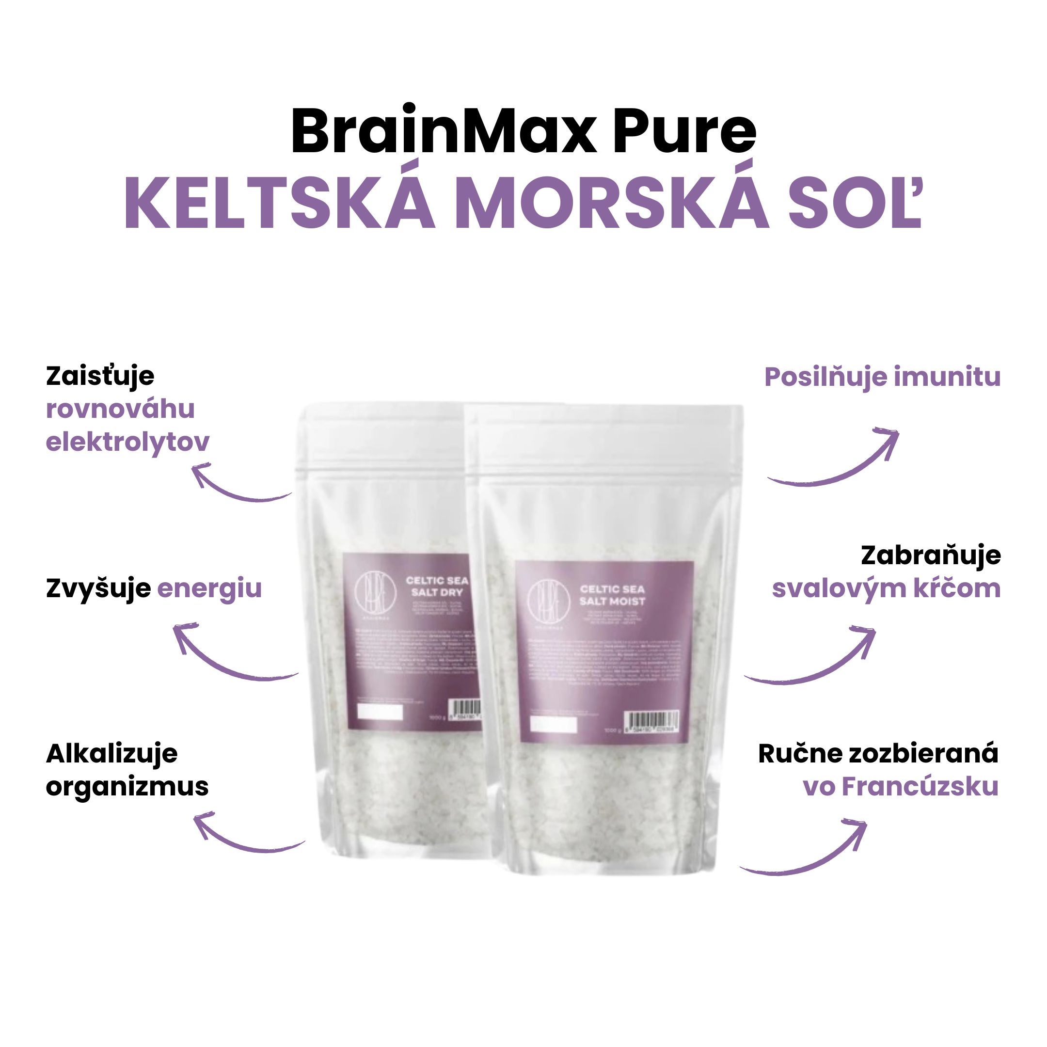 BrainMax Pure Keltská mořská sůl, suchá, 2000 g Obrázek