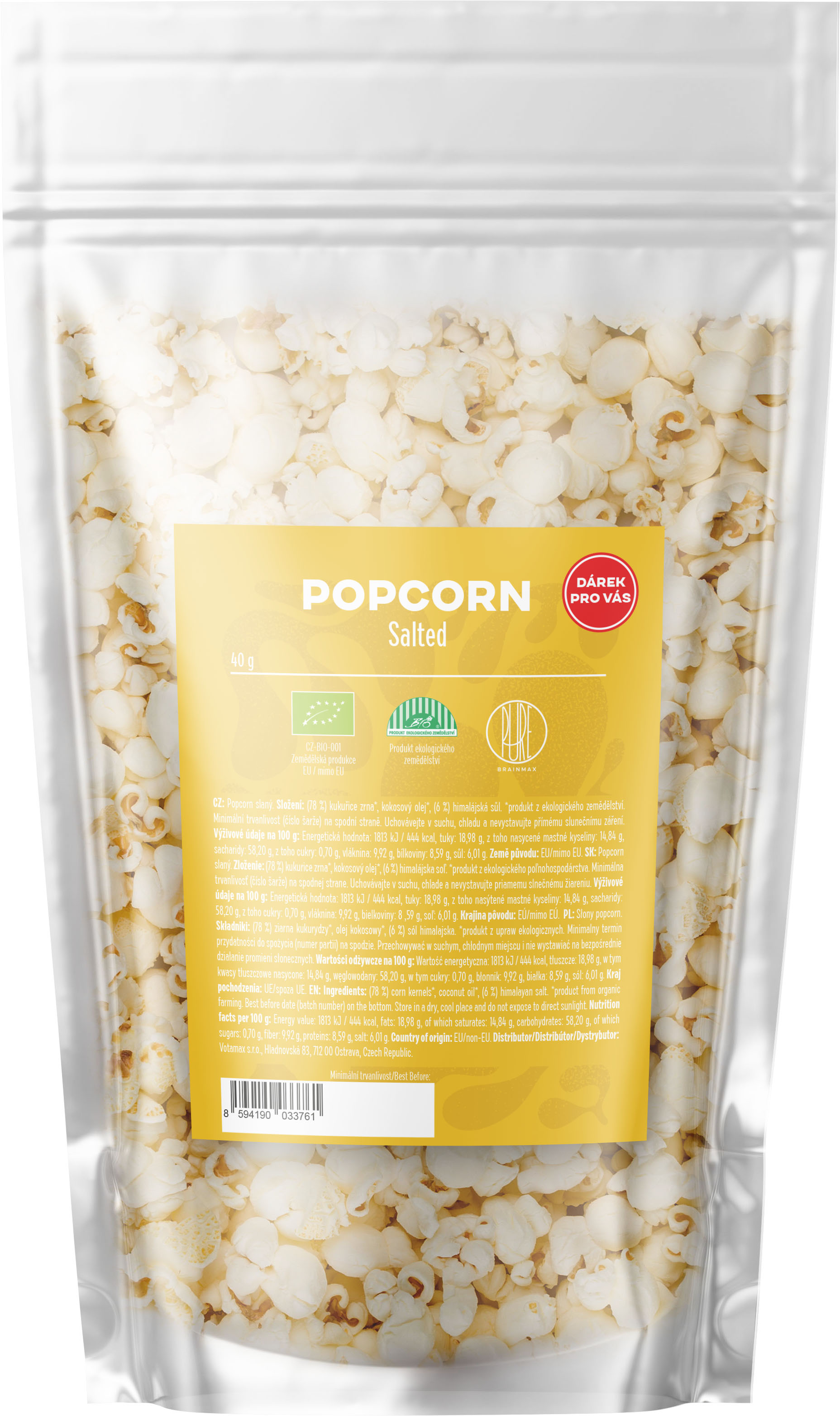 BrainMax Pure Popcorn, BIO, 40 g