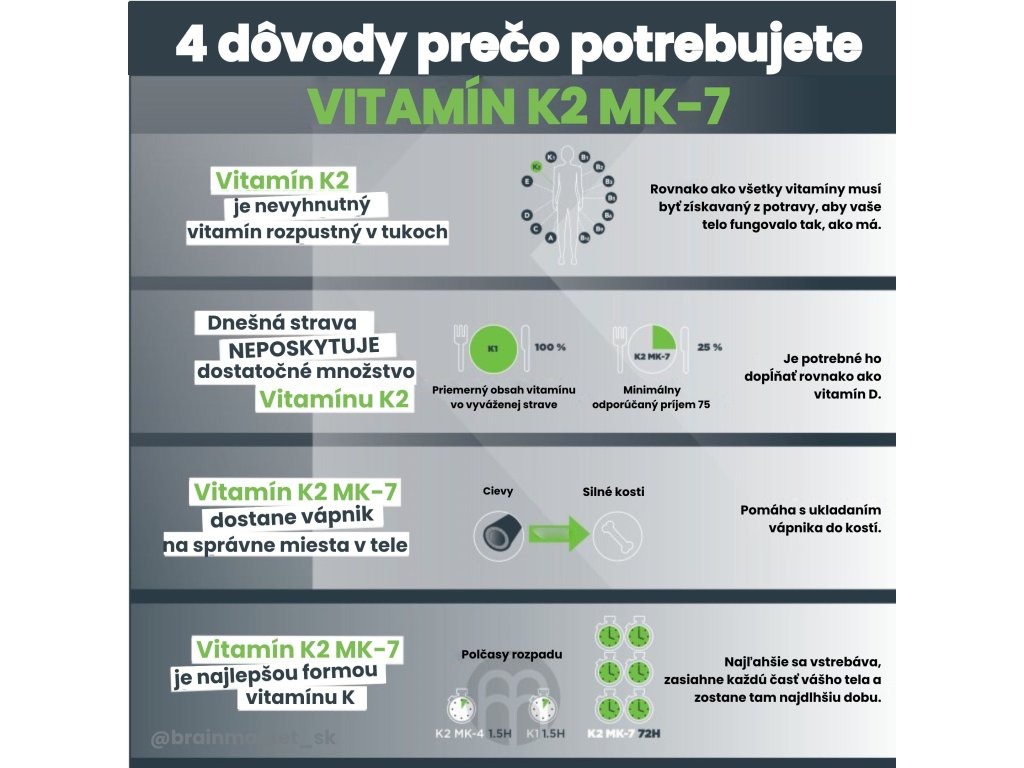 BrainMax Vitamin K2 jako MK7 all-trans K2VITAL®DELTA 150 mcg, 100 rostlinných kapslí Obrázek