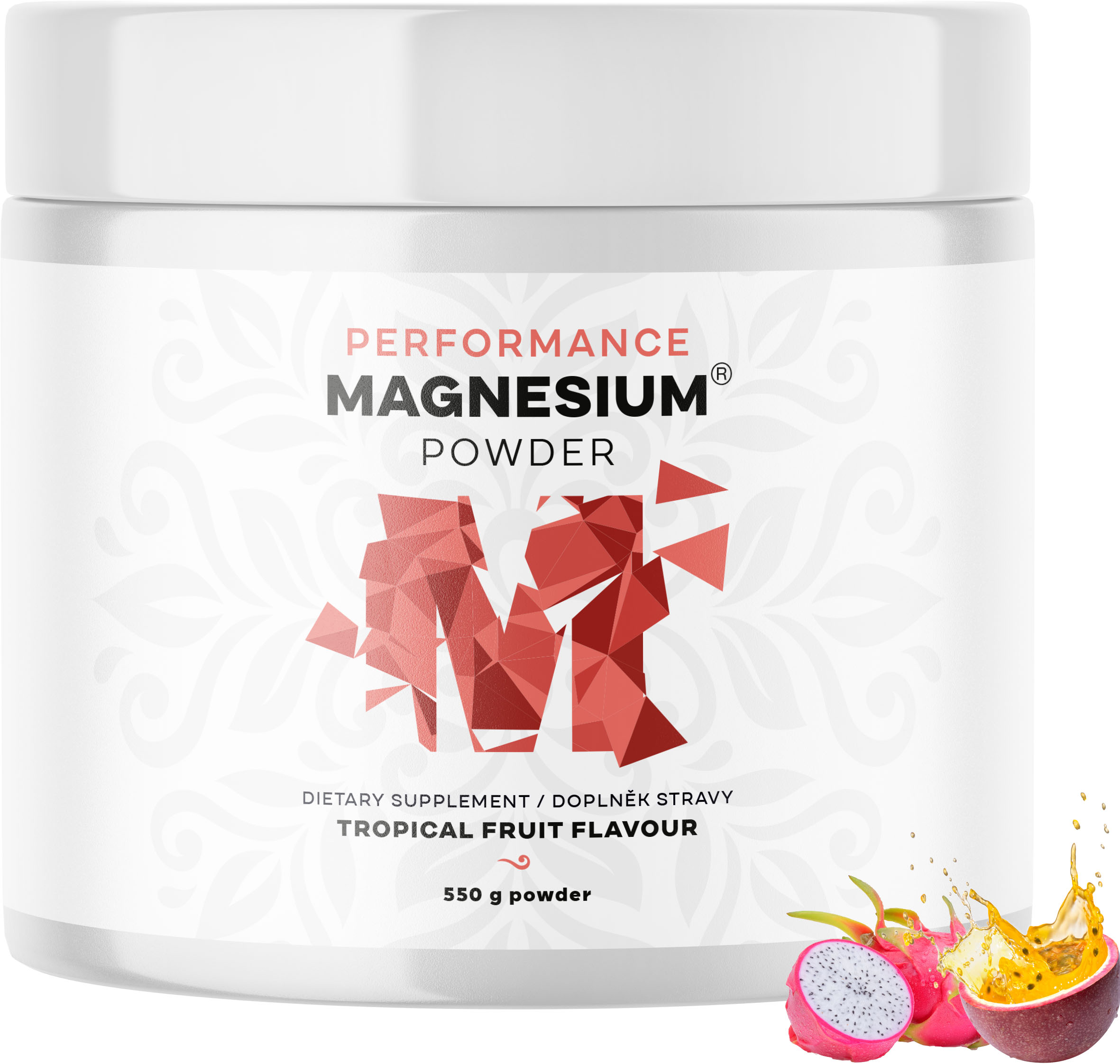 BrainMax Performance Magnesium® Powder, horčík bisglycinát v prášku, 90 dávok, 550 g Príchuť: Tropické ovocie