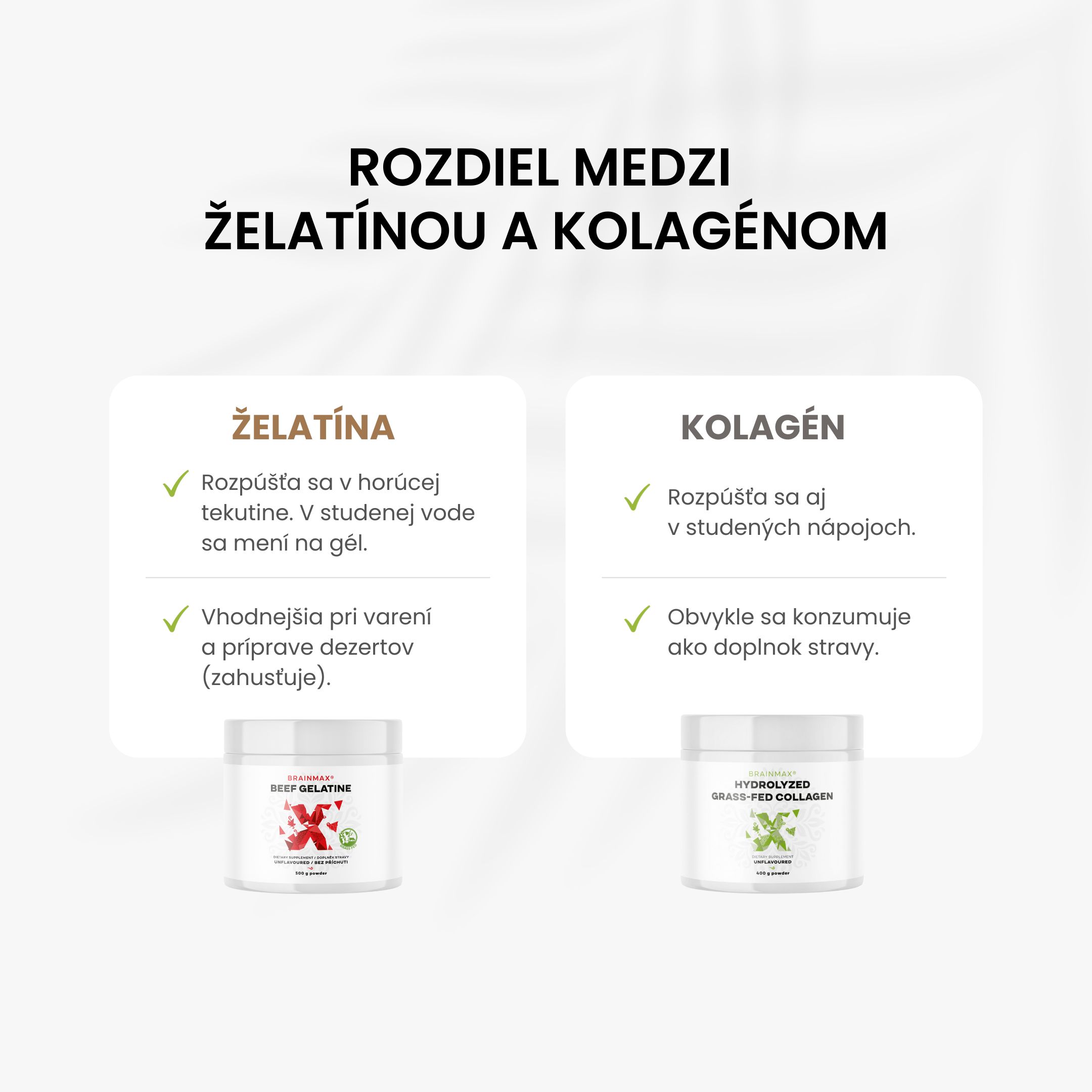 BrainMax Beef Gelatin, Grass-fed hovězí želatina, 500 g Obrázek