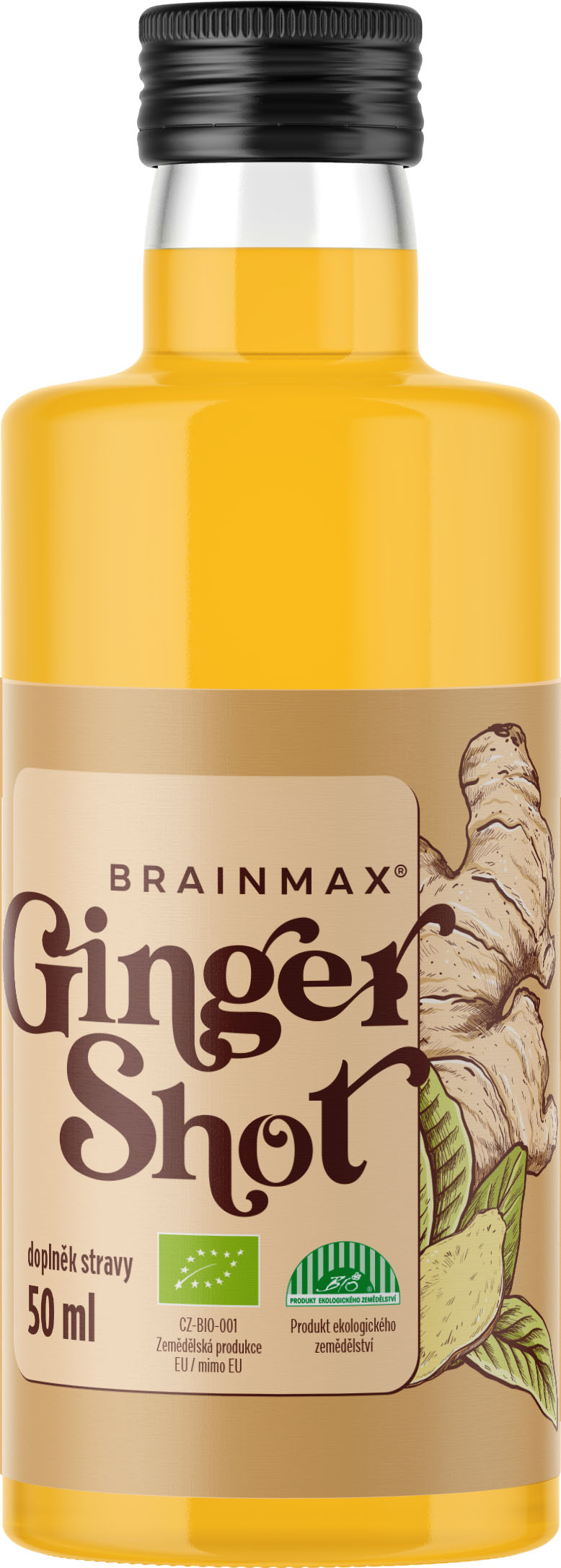 BrainMax Pure Ginger Shot, zázvorová štáva s kurkumou, BIO Objem: 50 ml Obrázek