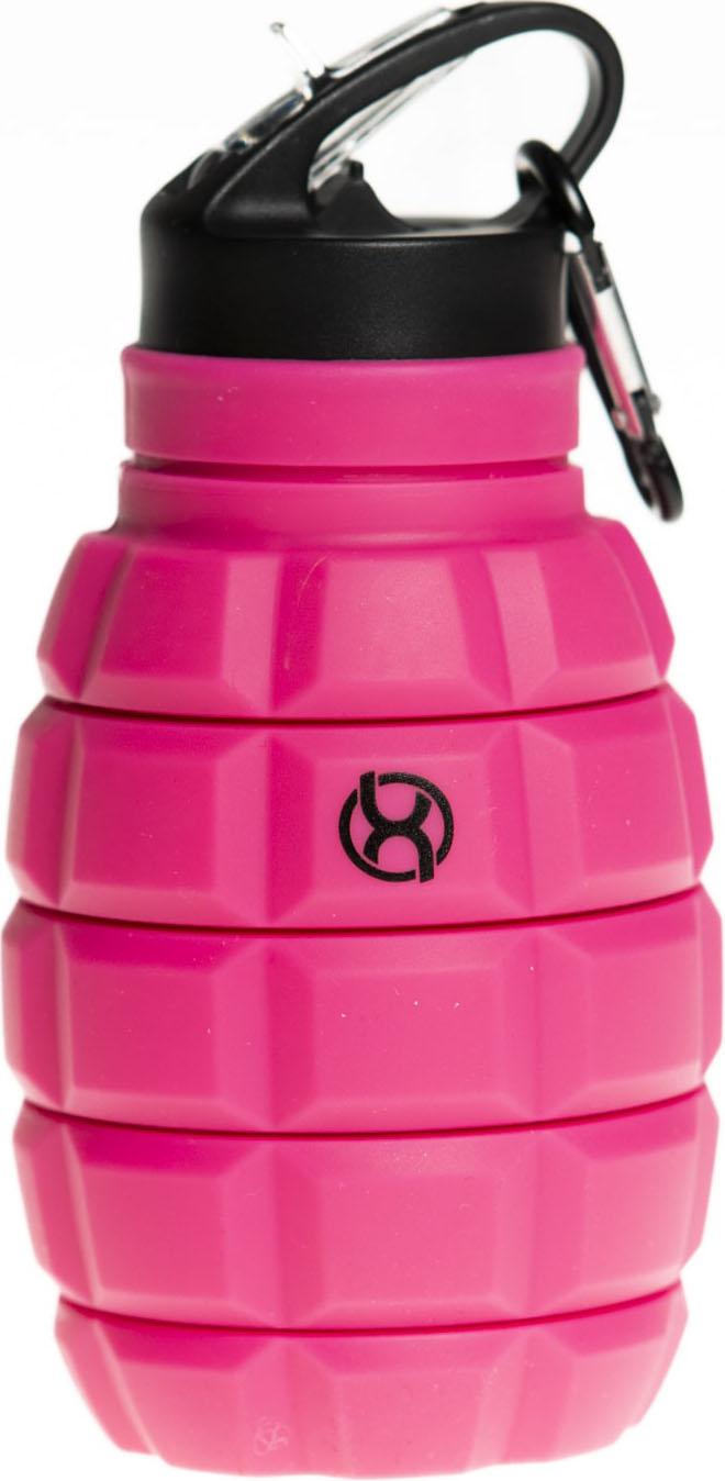 BrainMax Grenade bottle, skladacia silikónová fľaša na vodu, 580 ml Farba: Růžová