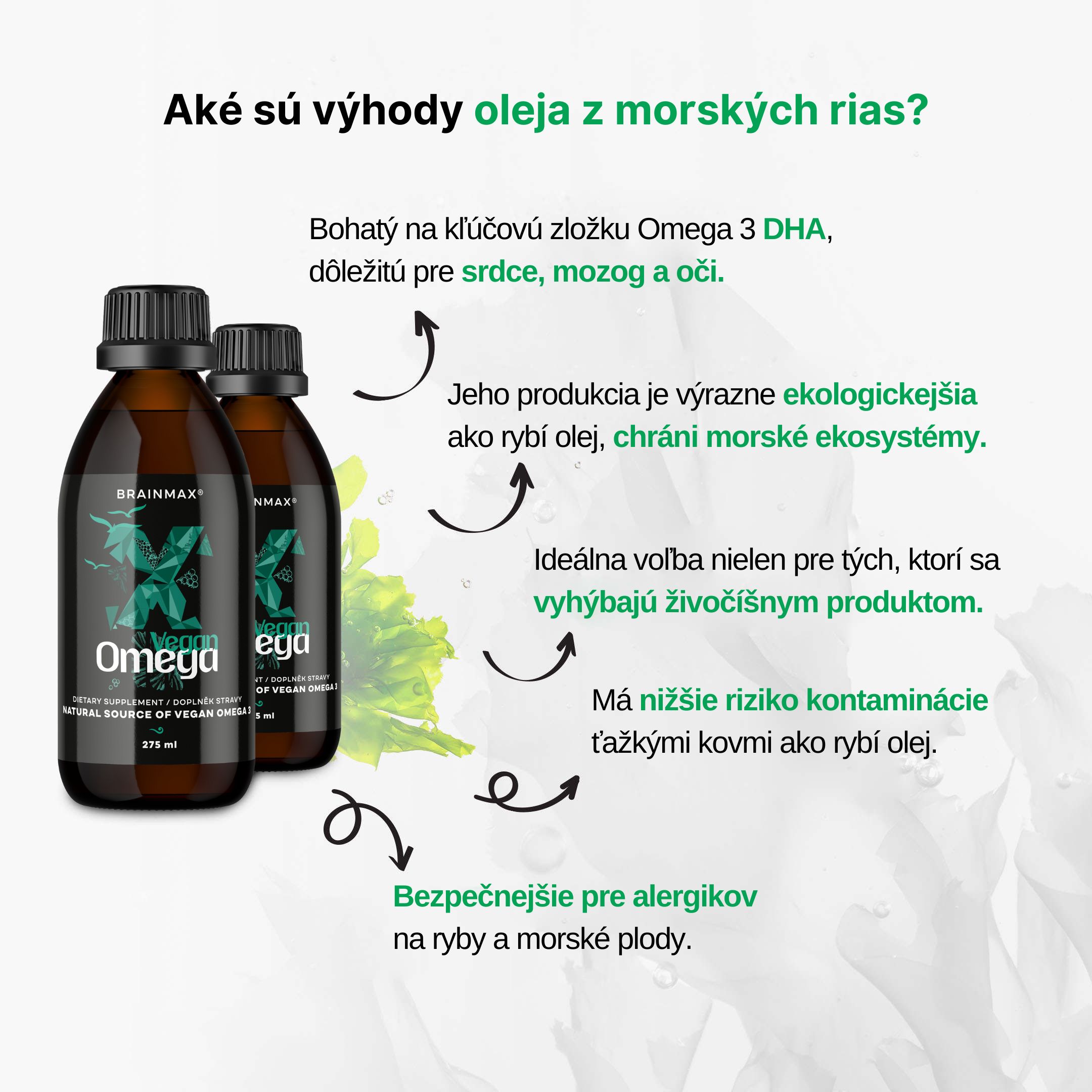 BrainMax Vegan Omega 3, 2850 mg DHA & EPA, 275 ml Obrázek