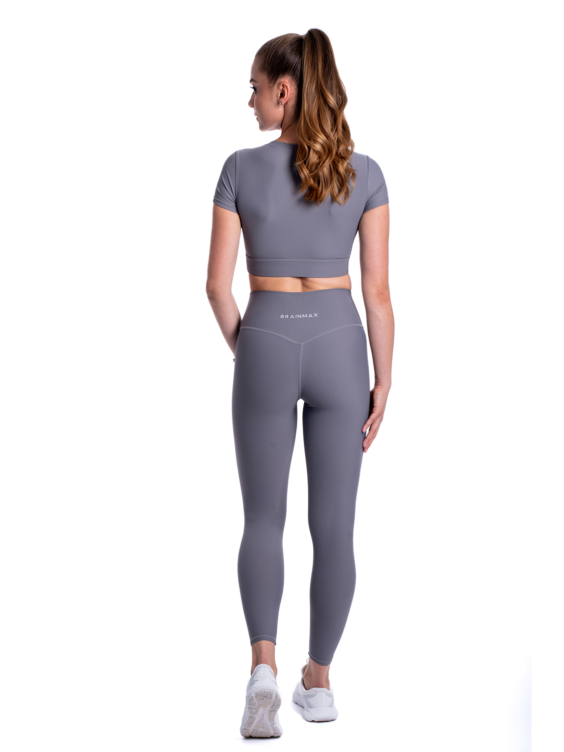BrainMax magas derekú bordás leggings, egyszerű szürke Méret: XXL Obrázek