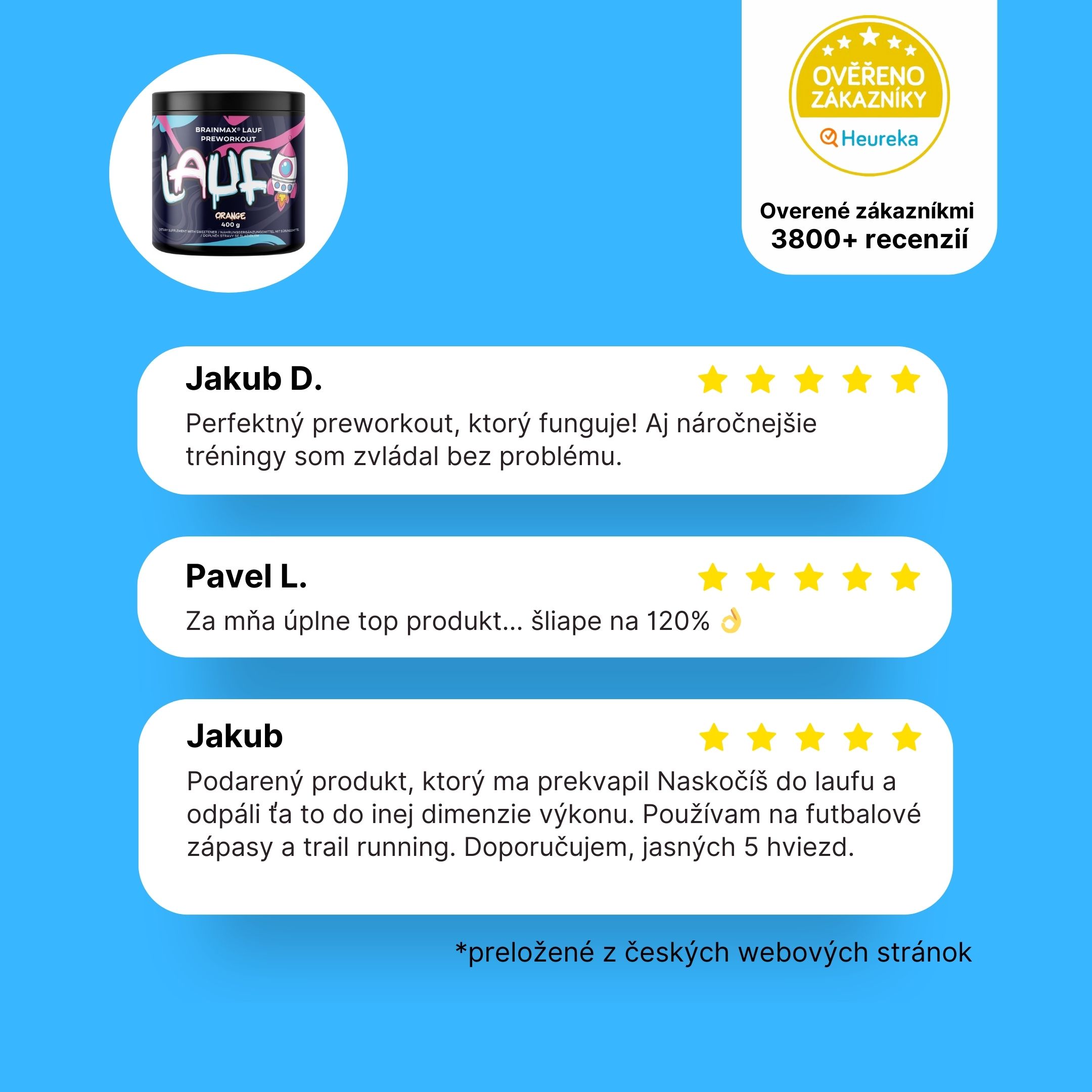 BrainMax LAUF Preworkout, s kofeinem, 400 g Příchuť: Malina Obrázek