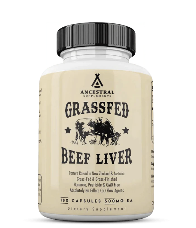 Ancestral Supplements Newtraceuticals, Grass-fed beef liver, Hovězí játra v Grass-fed kvalitě, 180 kapslí, 30 dávek Výživový doplnok